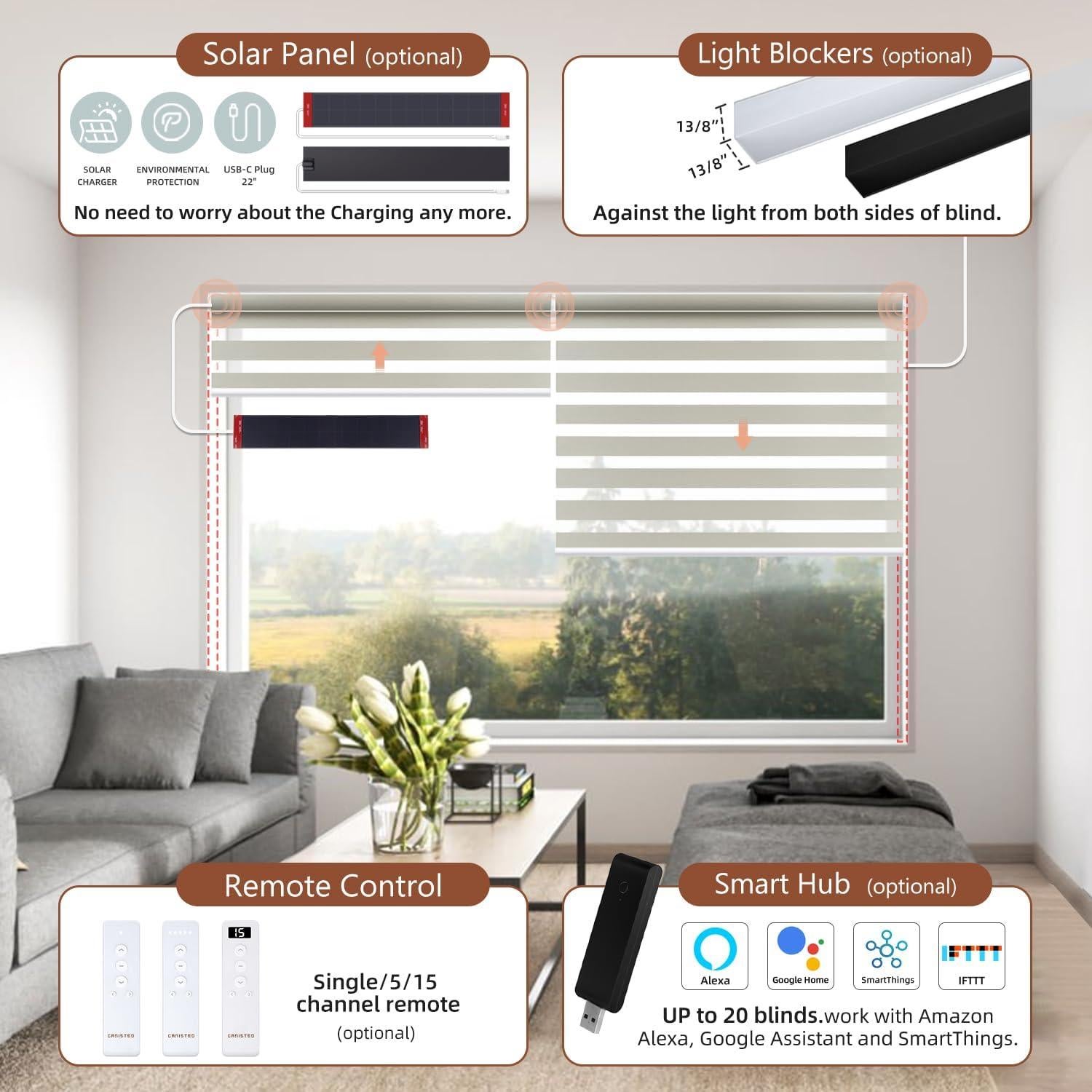 Persianas Zebra Motorizadas Canisteo Control Remoto 90% Filtrado Luz