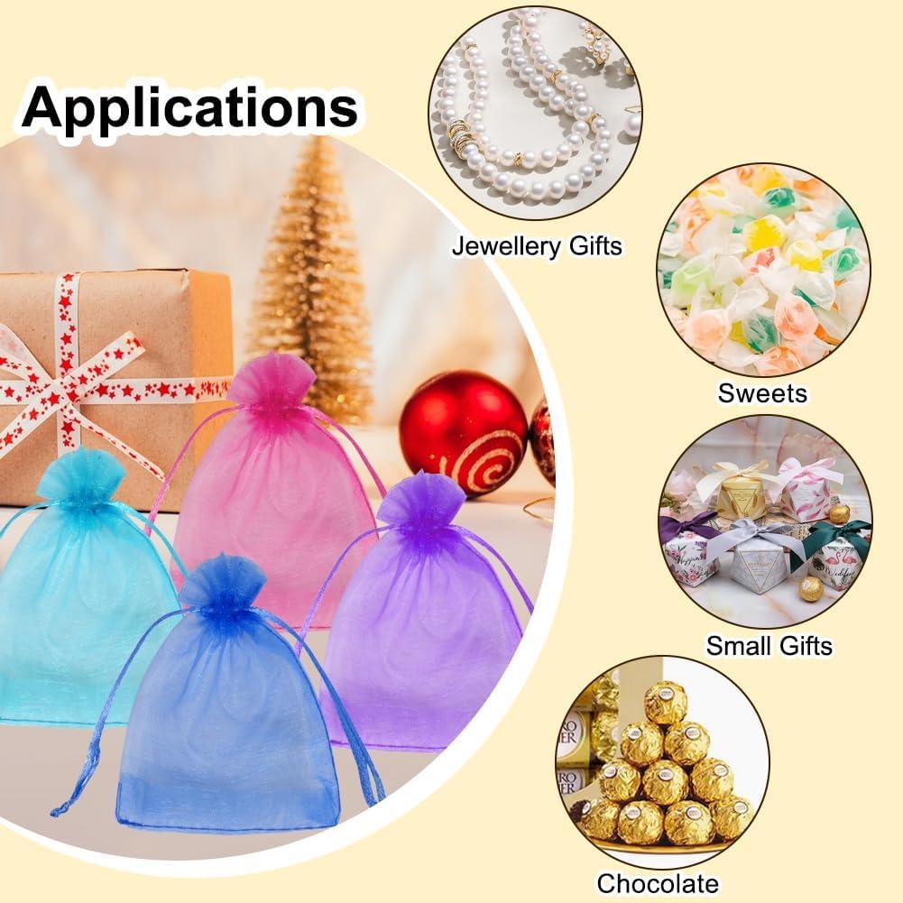 Paquete HRX 100 Bolsas de Organza 7.6x10.2 cm Color Variado