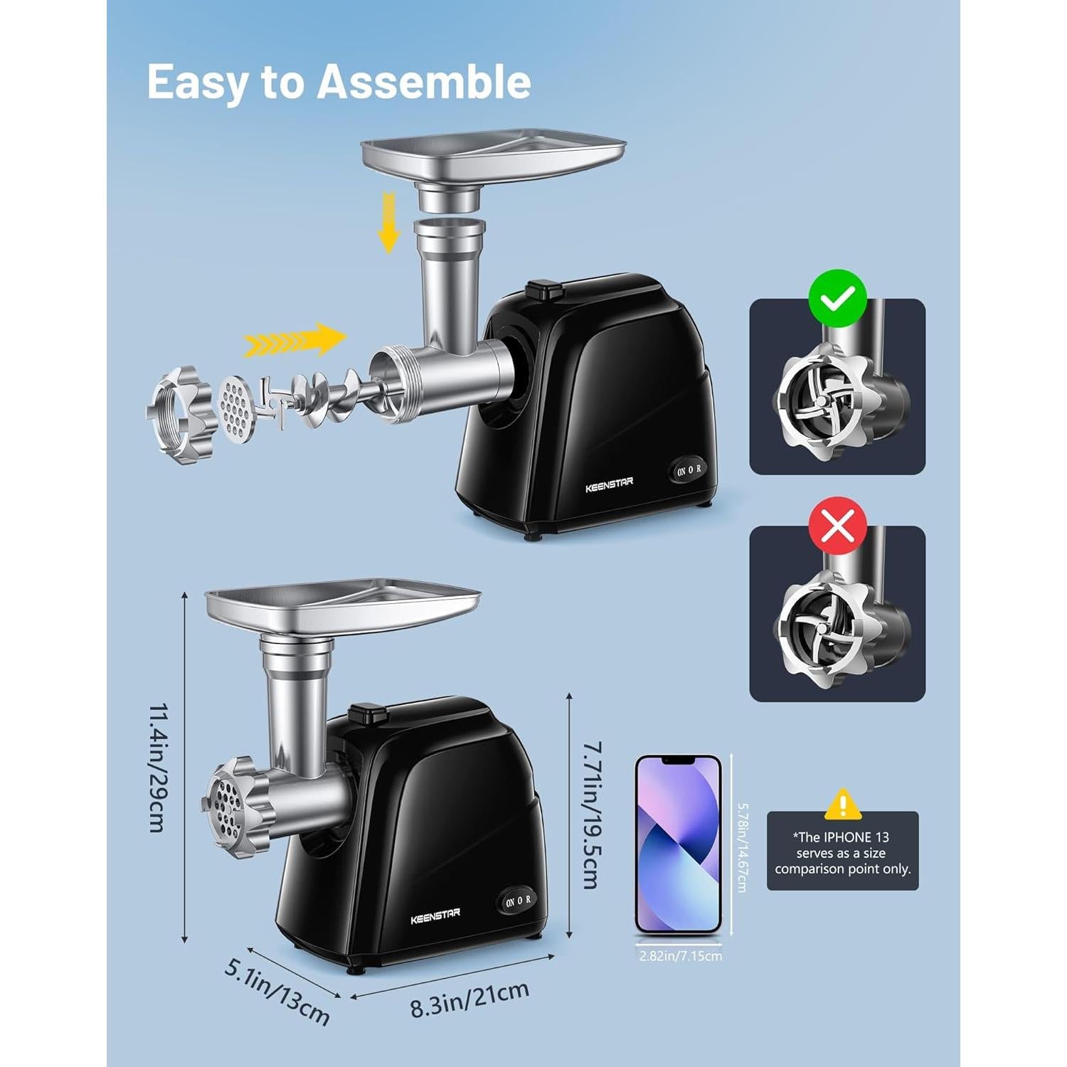 Picadora de Carne Eléctrica KEENSTAR JSMG202 450W con Accesorios