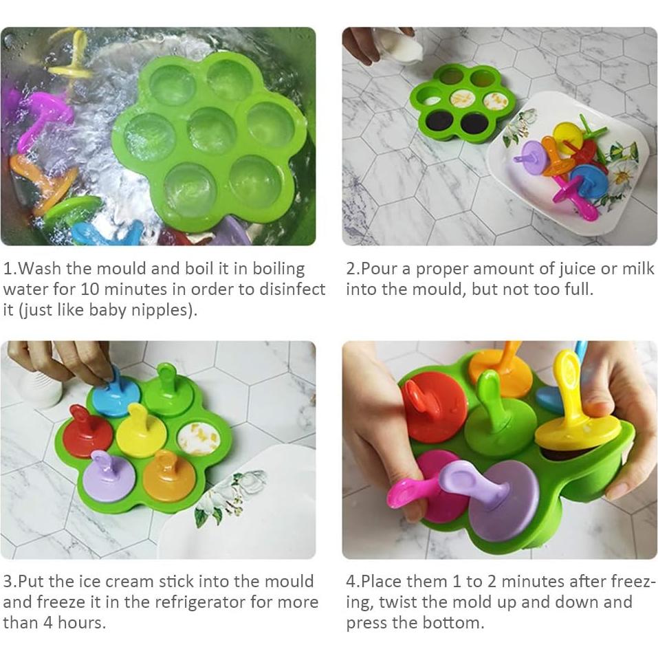 Molde de Paletas de Silicona Baker Boutique 7 Cavidades Verde