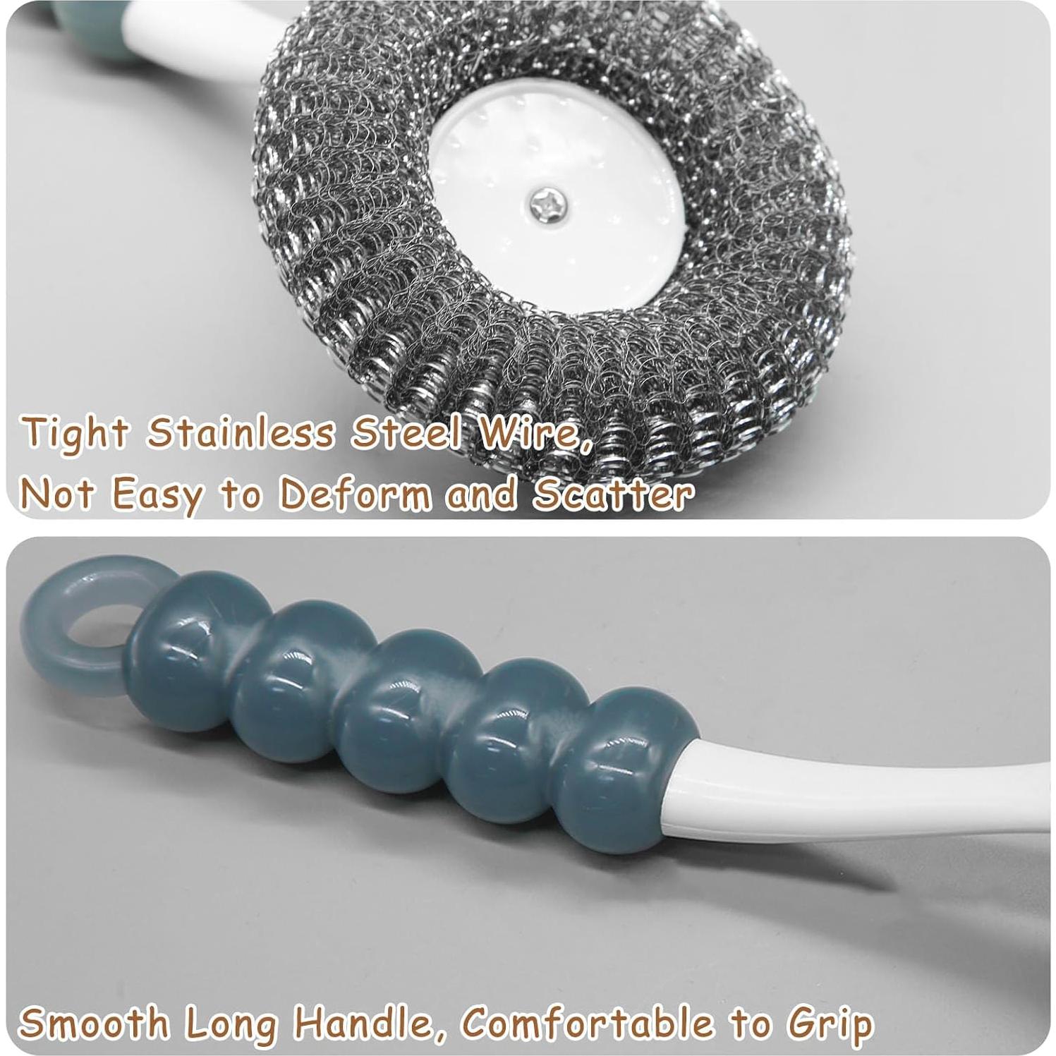 Estropajo de Acero Inoxidable con Mango Largo HINGTAI - 2 Unidades