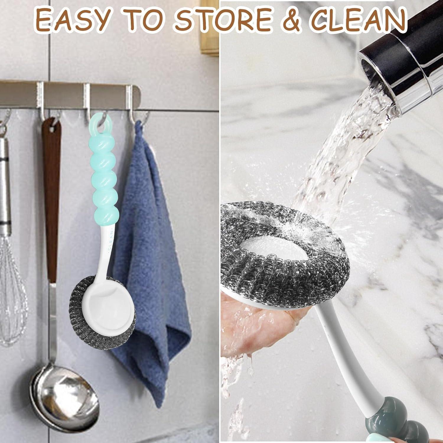 Estropajo de Acero Inoxidable con Mango Largo HINGTAI - 2 Unidades