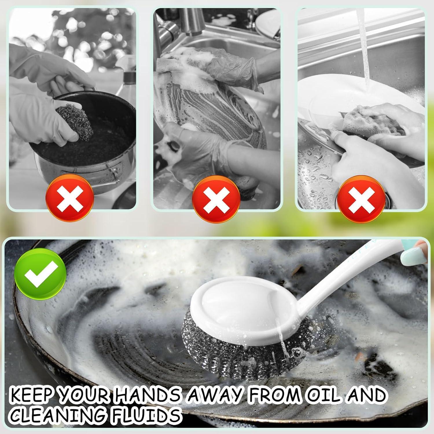 Estropajo de Acero Inoxidable con Mango Largo HINGTAI - 2 Unidades