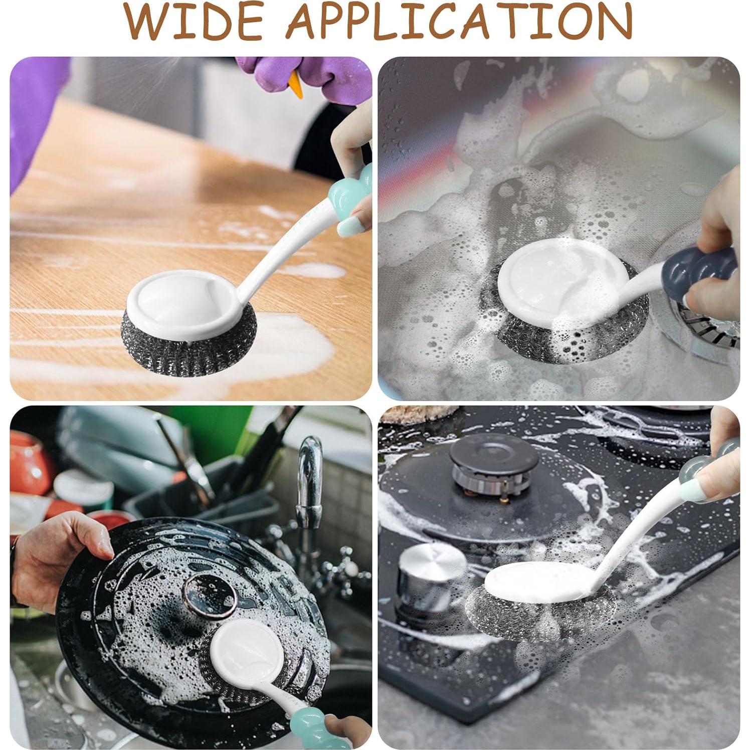 Estropajo de Acero Inoxidable con Mango Largo HINGTAI - 2 Unidades