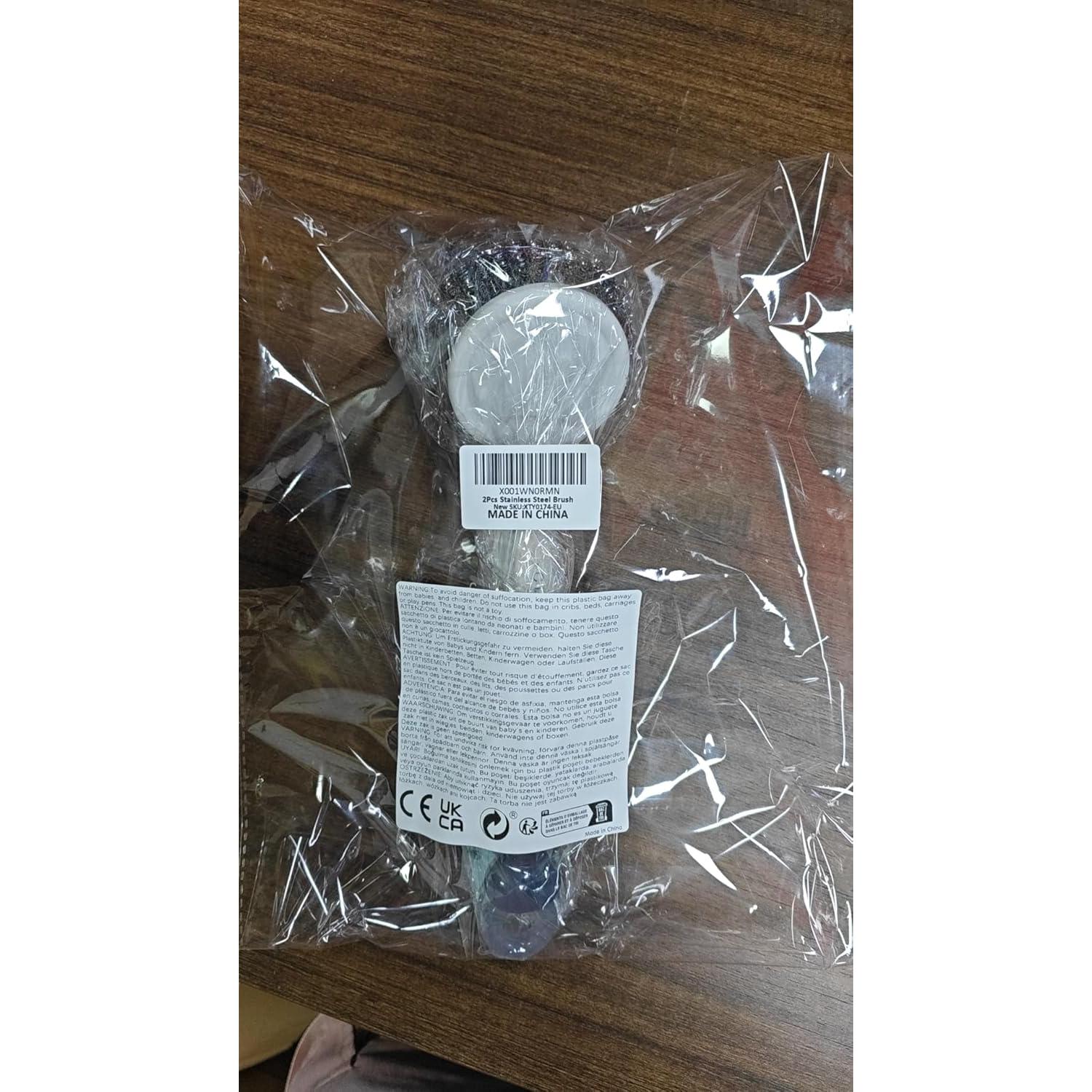 Estropajo de Acero Inoxidable con Mango Largo HINGTAI - 2 Unidades