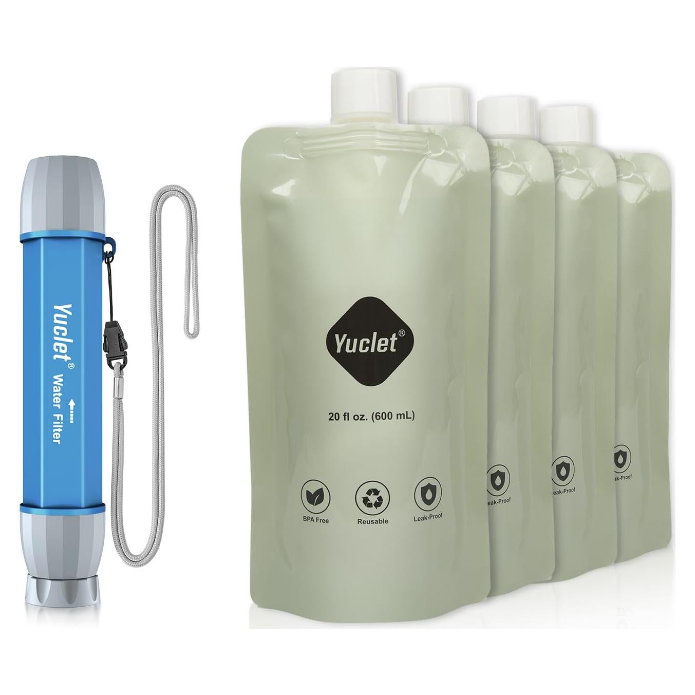 Sistema de Filtración de Agua Yuclet YSS01 con 4 Bolsas 600ml