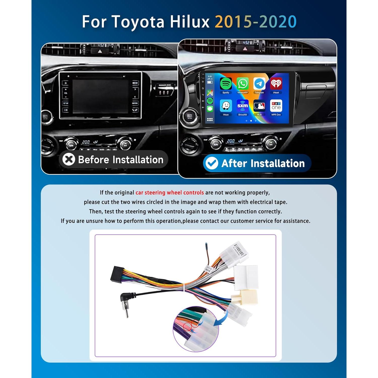 Radio de Coche Android 10.1" METEESER para Toyota Hilux 2015-2020