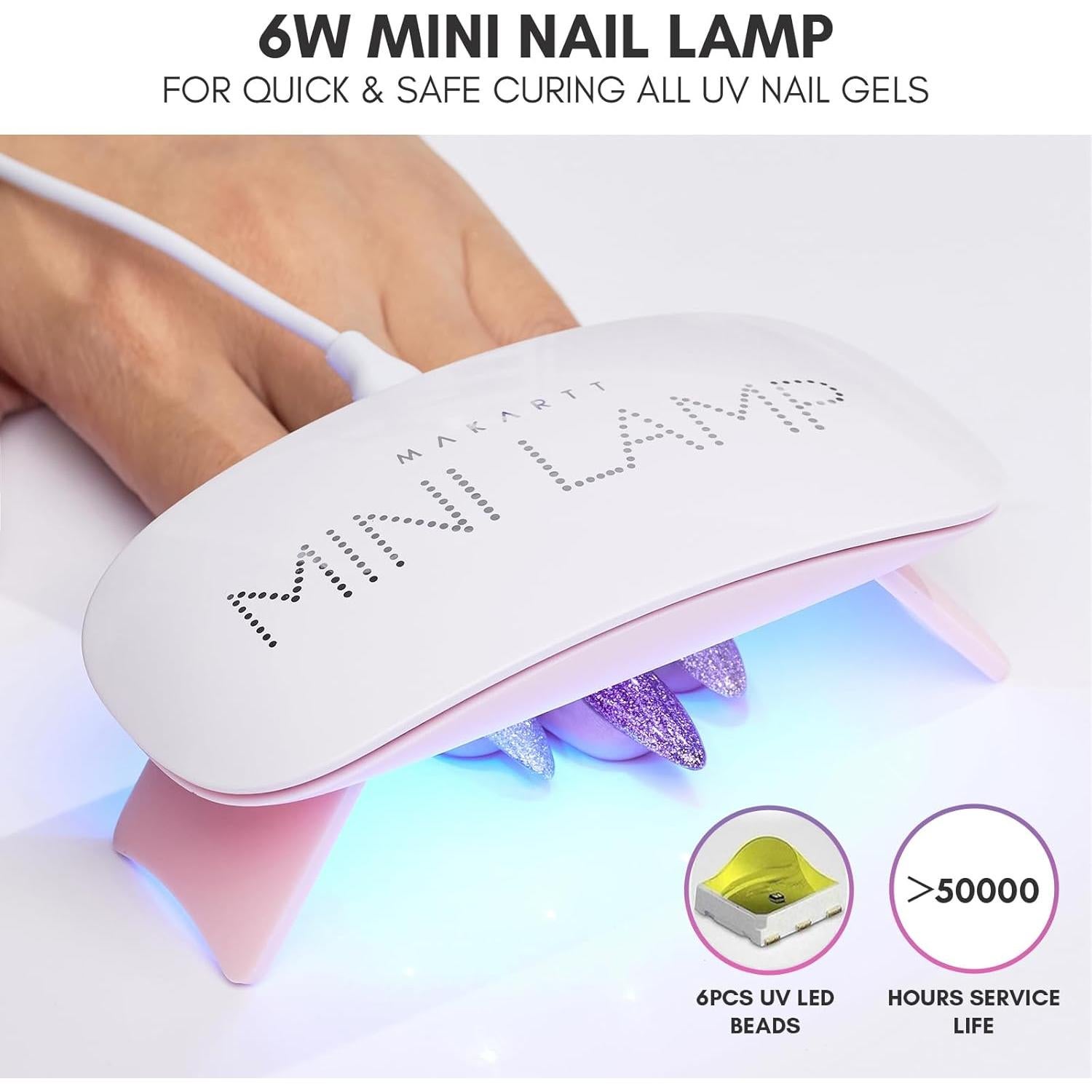 Lámpara UV LED Makartt Rosa 6W Portátil con Temporizador 60s