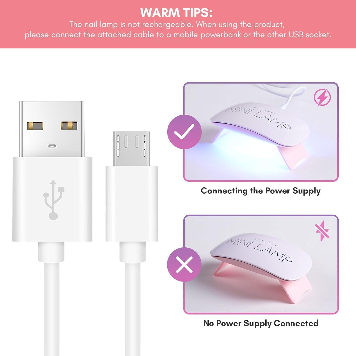 Lámpara UV LED Makartt Rosa 6W Portátil con Temporizador 60s