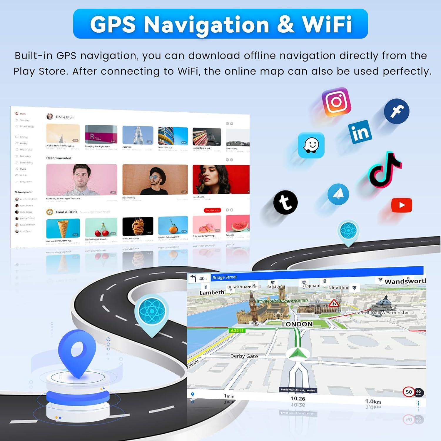 Estéreo de Coche Roinvou para Toyota Hilux 2015-2020 10.1"