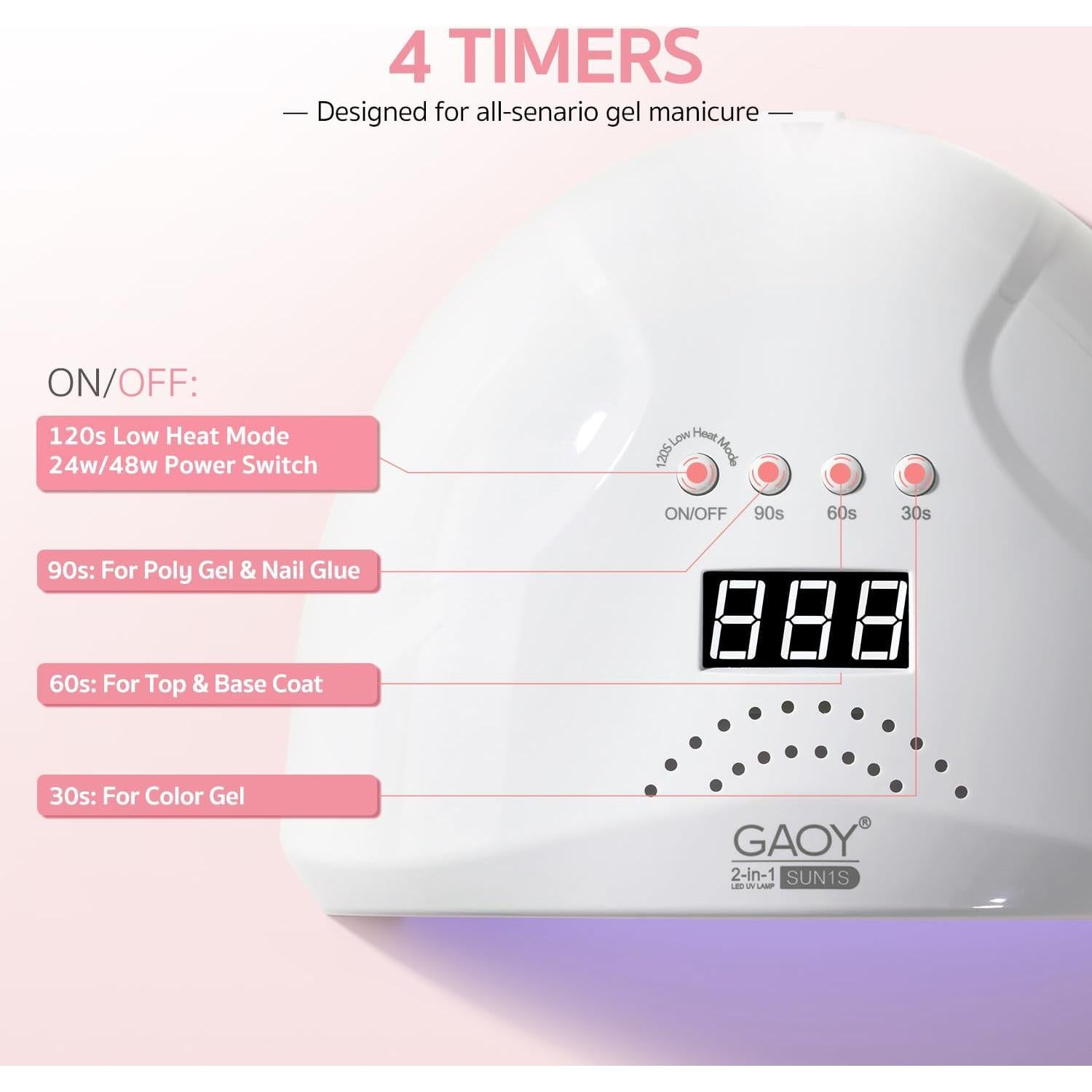 Lámpara de Uñas UV LED GAOY L011 con Pantalla LCD