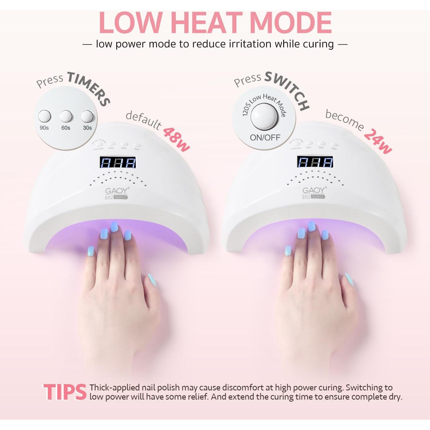 Lámpara de Uñas UV LED GAOY L011 con Pantalla LCD