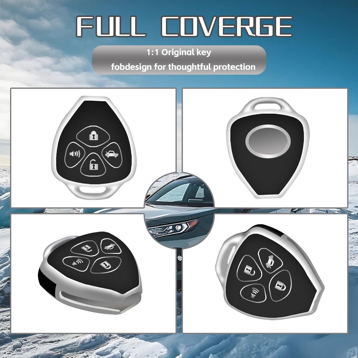 Cubierta de llavero Toyota YALNORVA 3/4 botones Negro