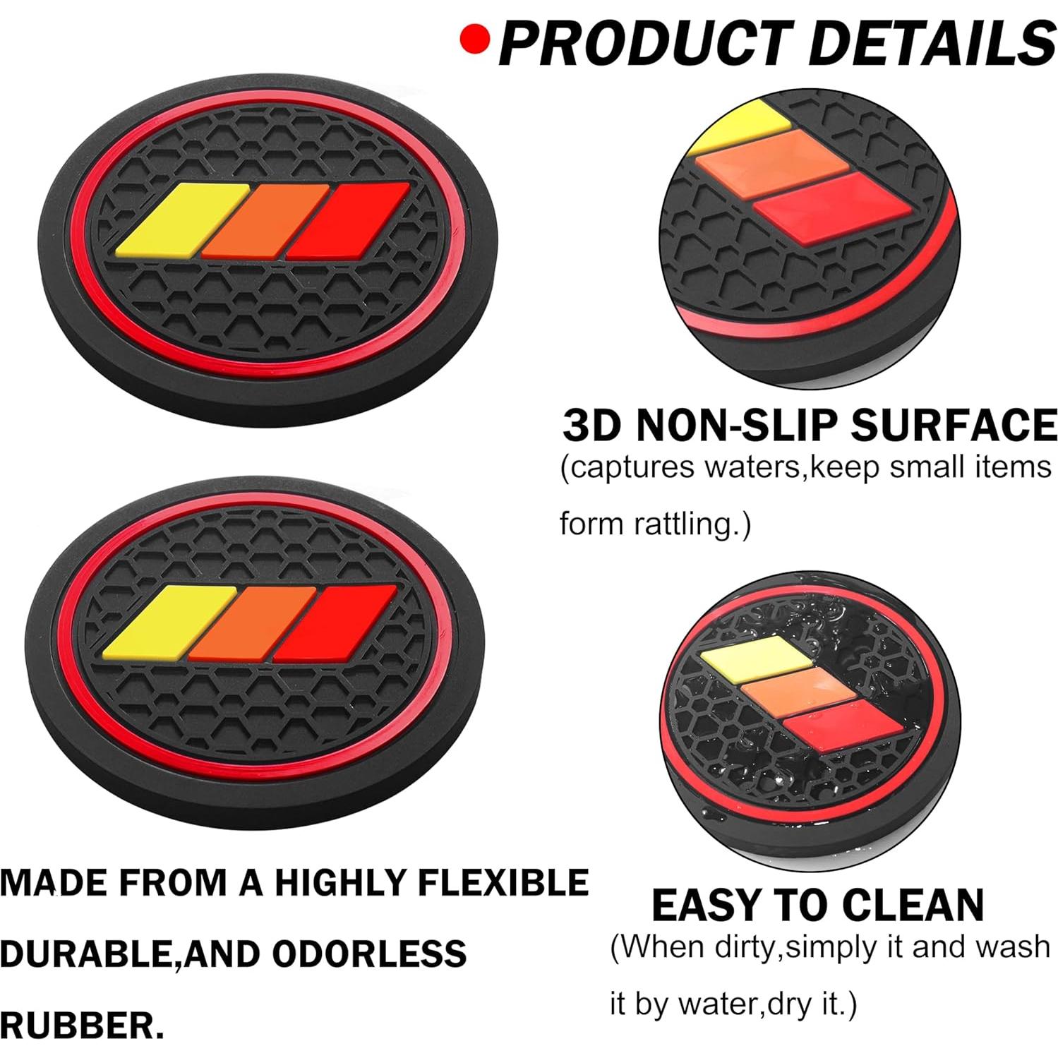 Alfombrillas Antideslizantes para Portavasos YOSRTER Rojo 4Pcs