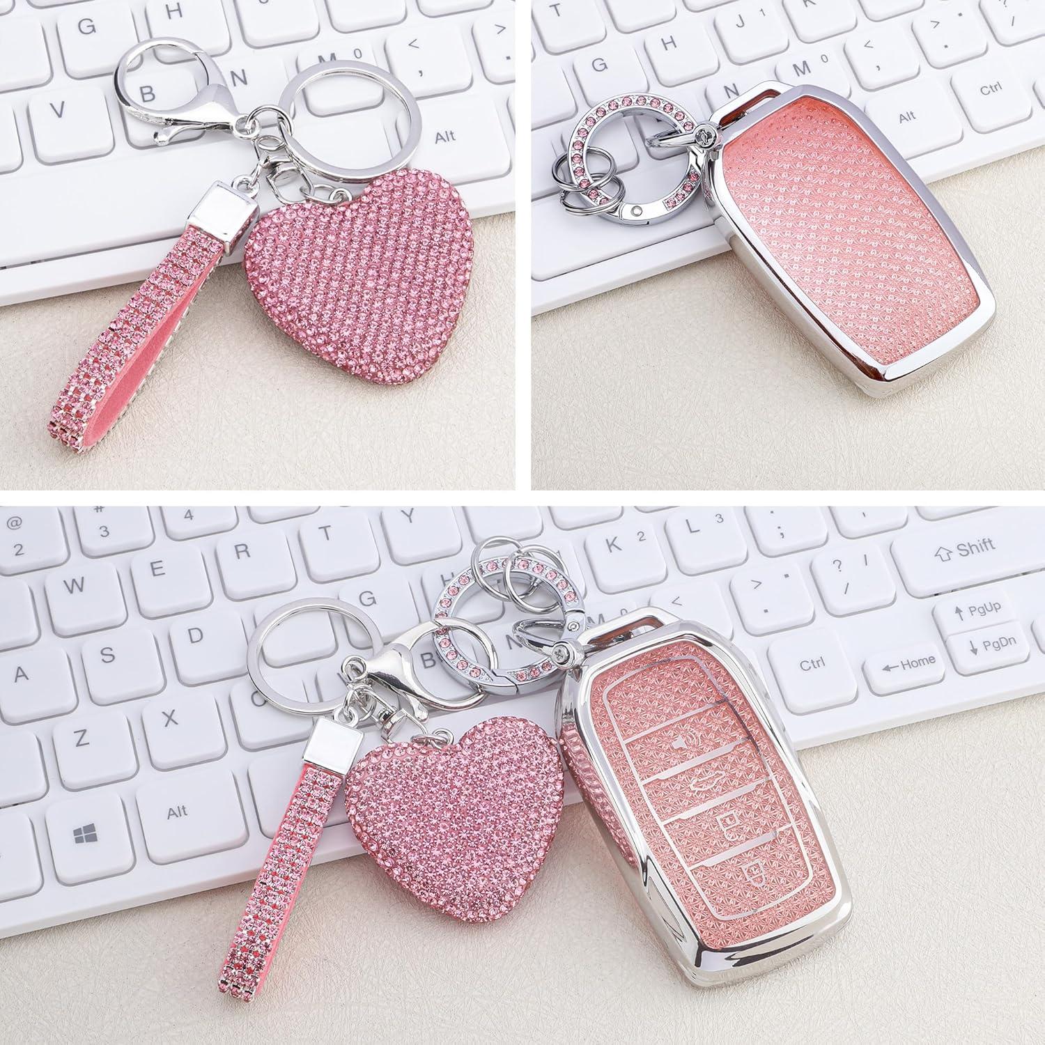 Cubierta de llavero Toyota TPU Plata Rosa 2019-2024