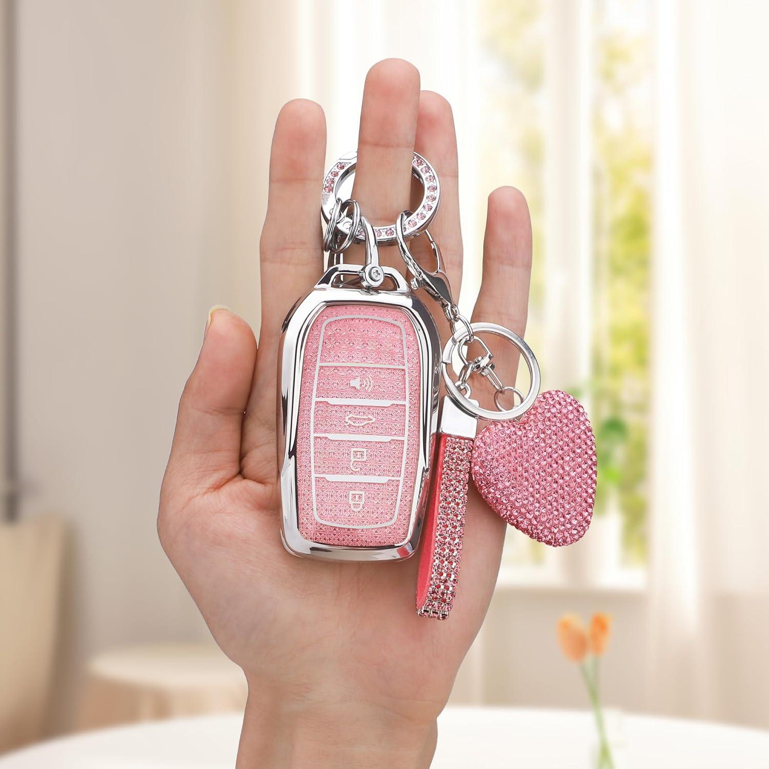 Cubierta de llavero Toyota TPU Plata Rosa 2019-2024