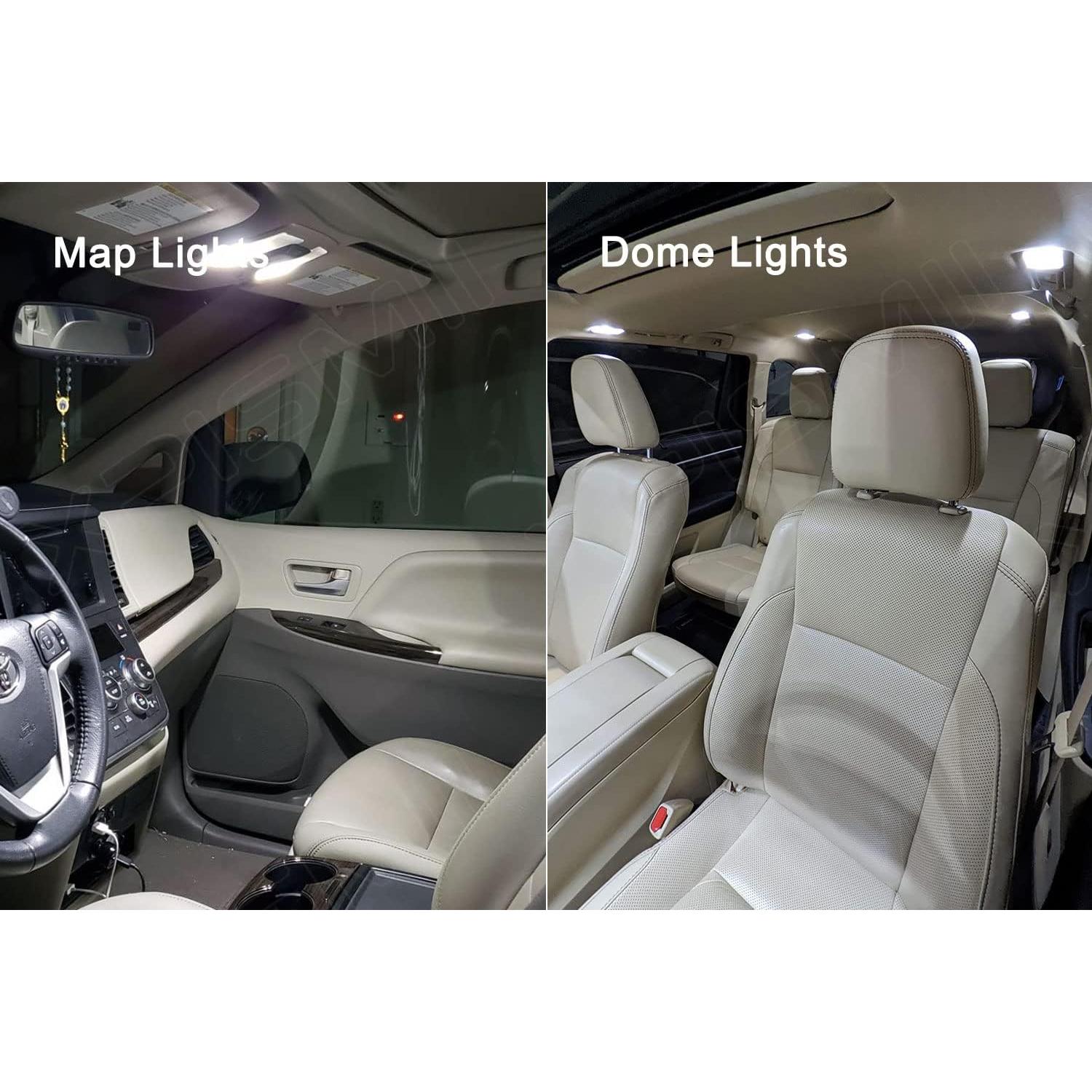Kit de luces LED interiores Xpismii 6000K para Toyota Sienna 2011-2021