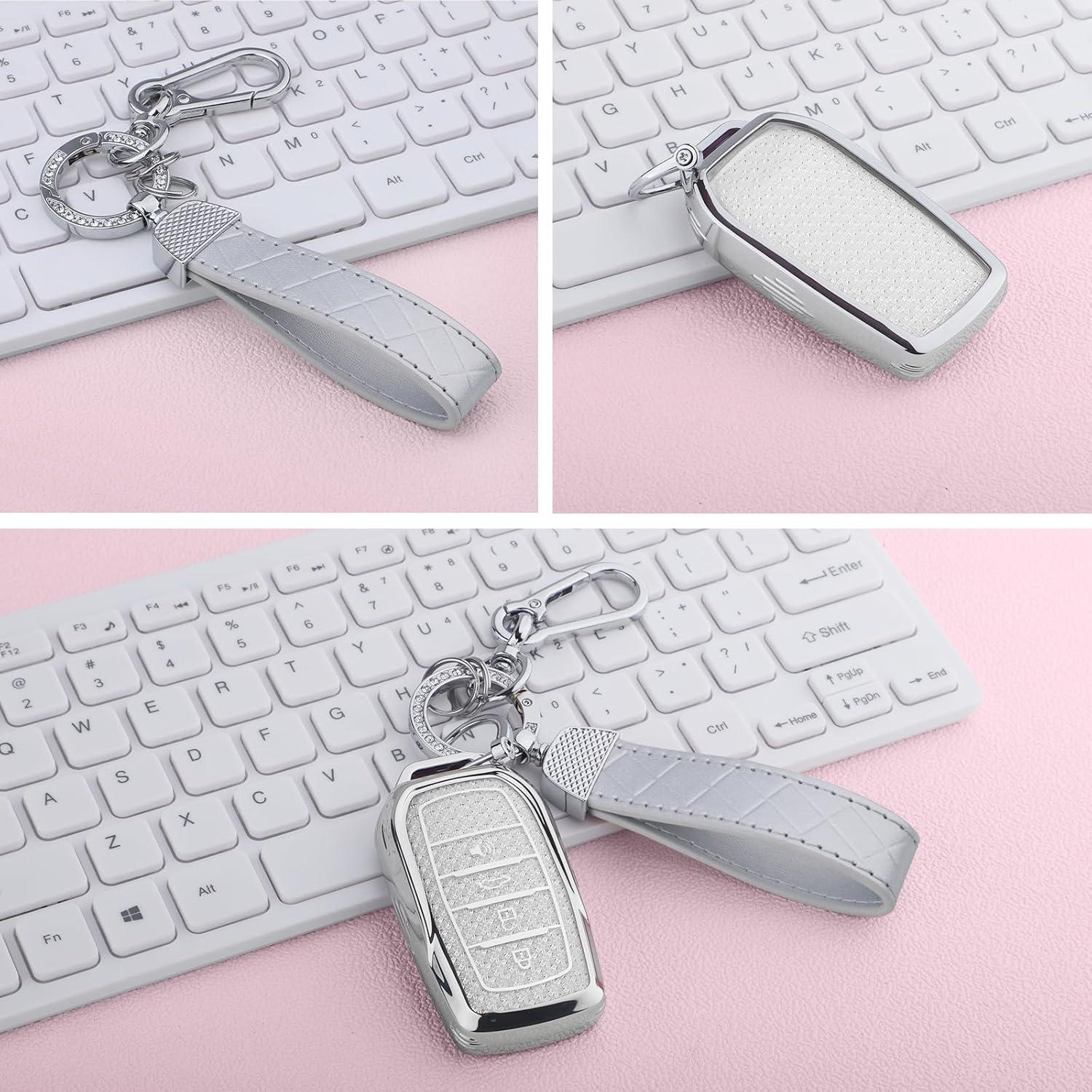 Cubierta de Llave Fob Seedwee para Toyota 4 Botones Plata