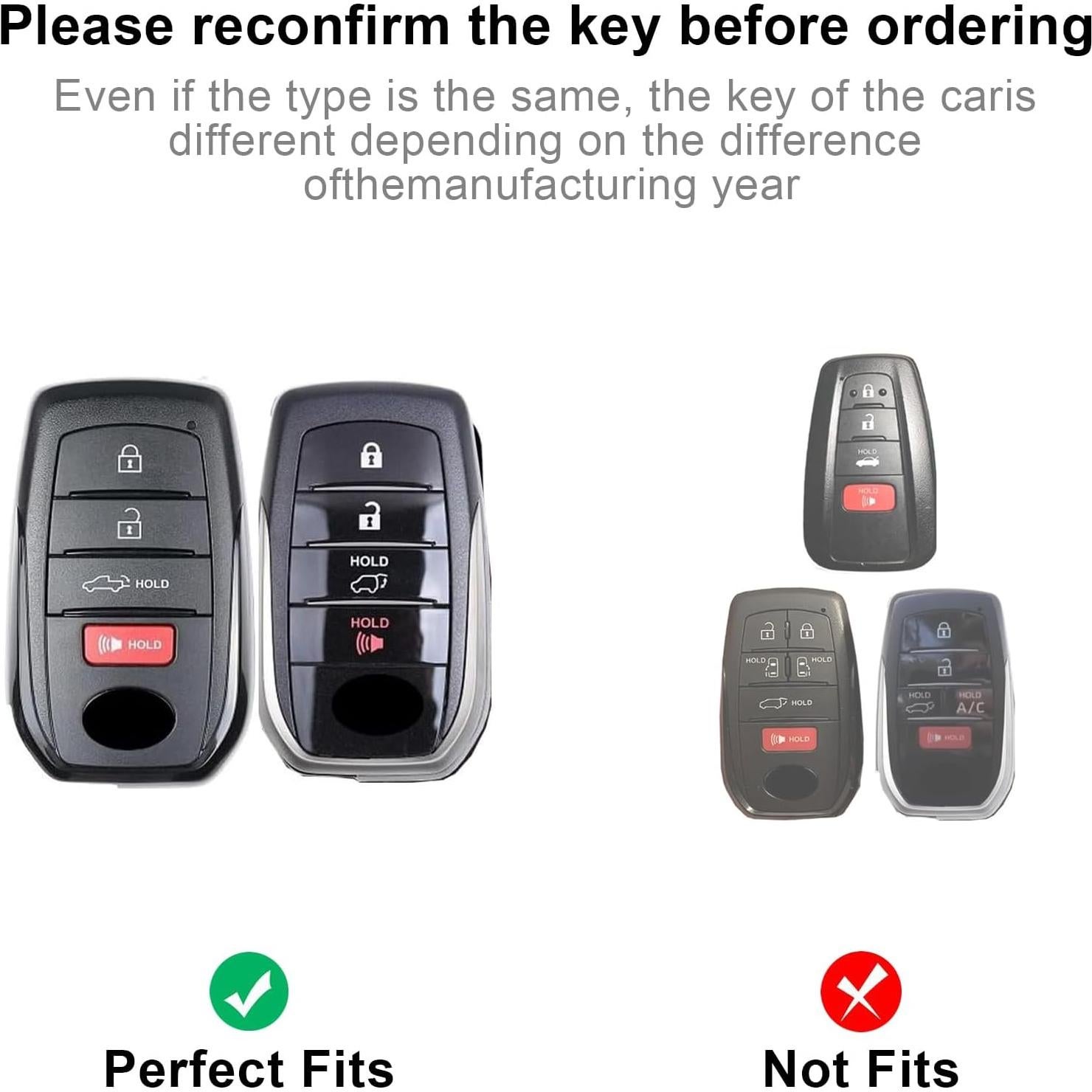 Cubierta de Llave Fob Seedwee para Toyota 4 Botones Plata