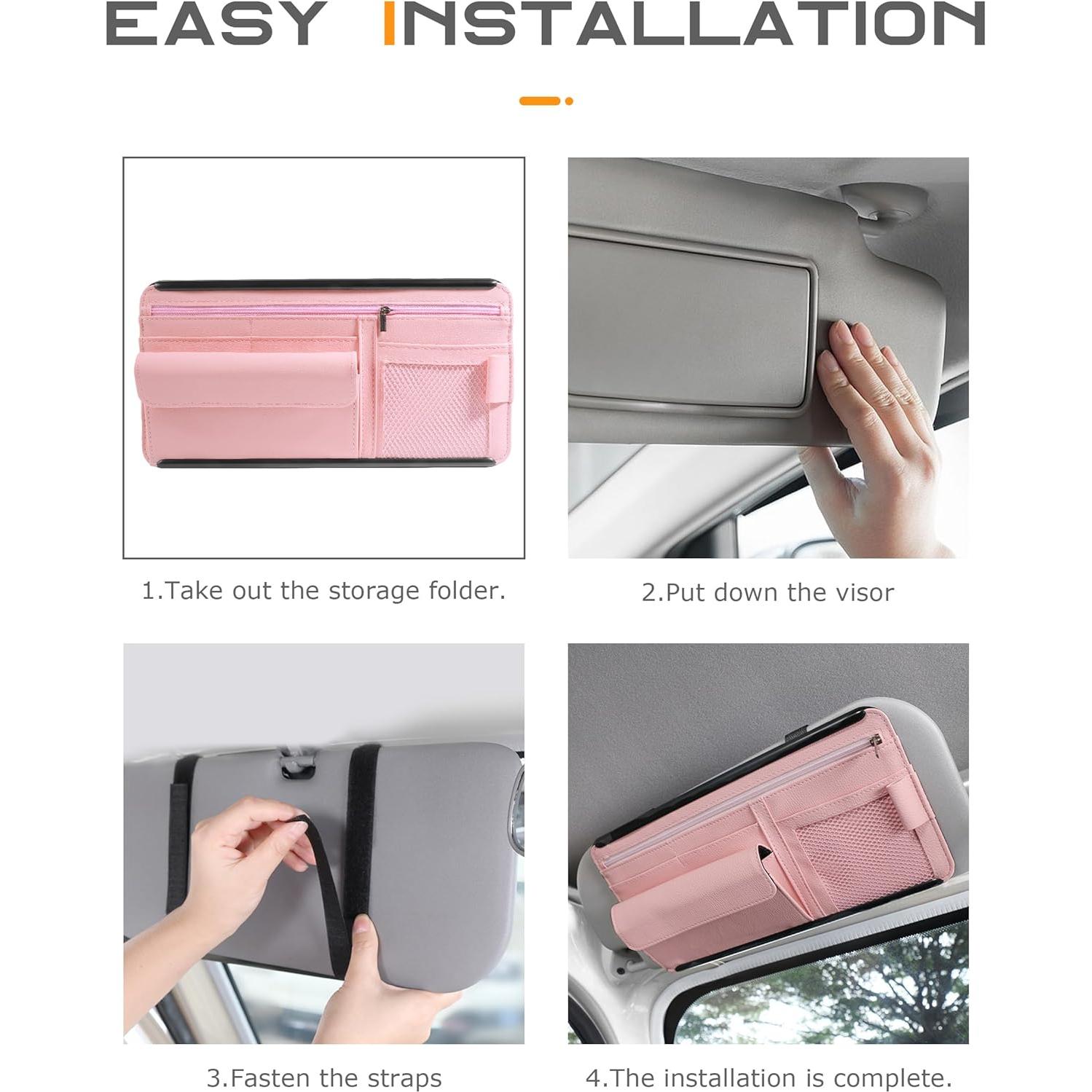 Organizador de Visera de Coche SCUARI Rosa 33.4x17.4 cm