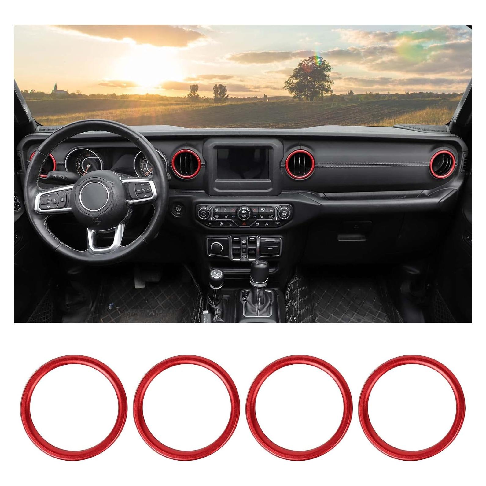 Cubierta de aire acondicionado Hoolcar para Jeep Wrangler JL 2018-2022, Rojo, 4 piezas