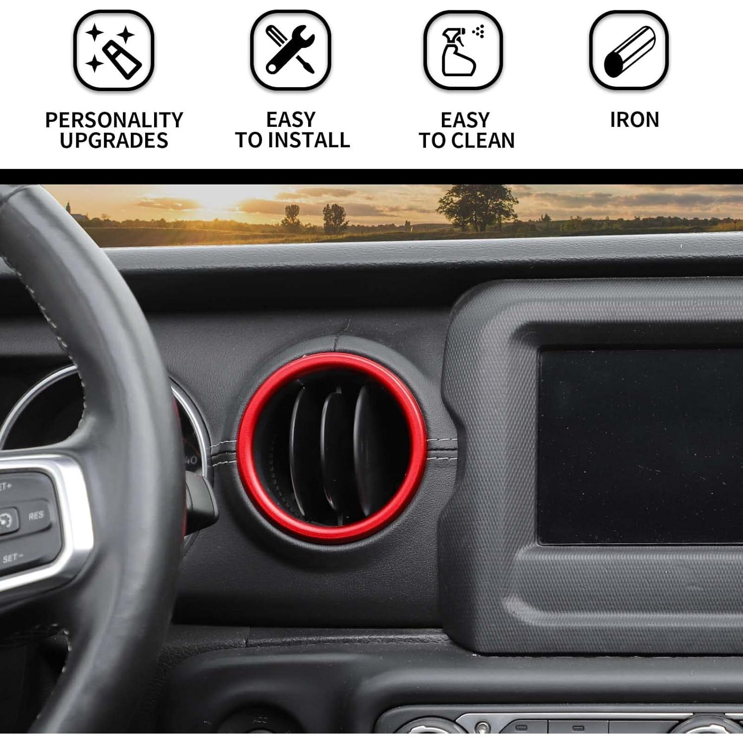 Cubierta de aire acondicionado Hoolcar para Jeep Wrangler JL 2018-2022, Rojo, 4 piezas
