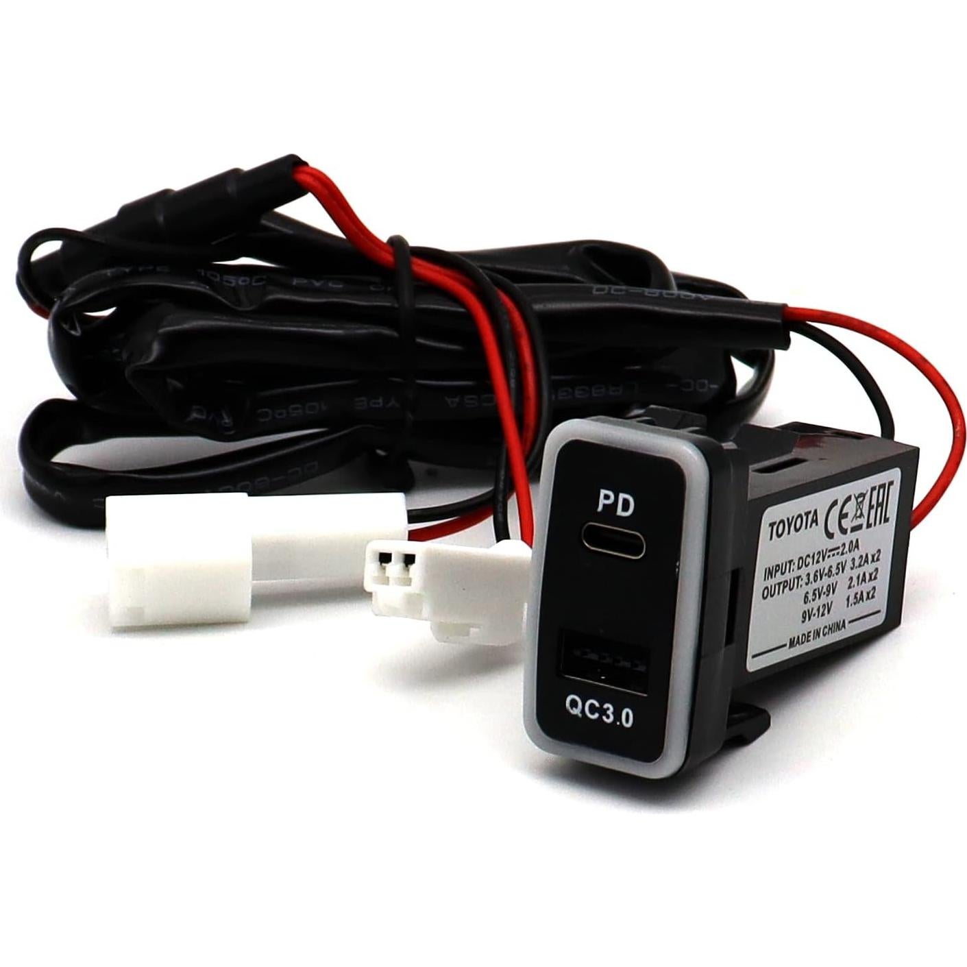 LOKEKE for Toyota Vigo QC3.0 & PD USB Type C Car Power Socket, PD USB C Quick Charge Car Charger USB Adapter Socket for Toyota Vigo