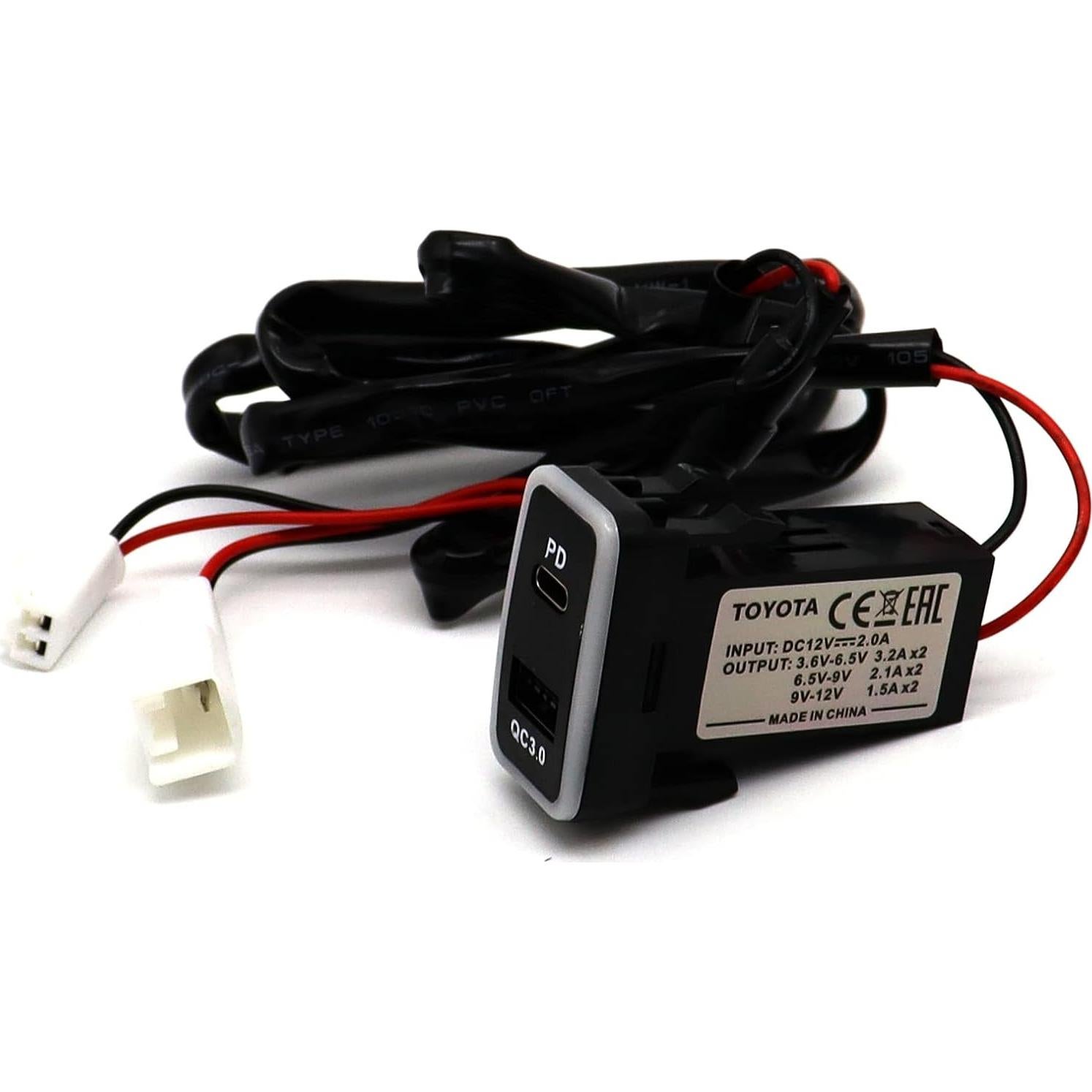 LOKEKE for Toyota Vigo QC3.0 & PD USB Type C Car Power Socket, PD USB C Quick Charge Car Charger USB Adapter Socket for Toyota Vigo