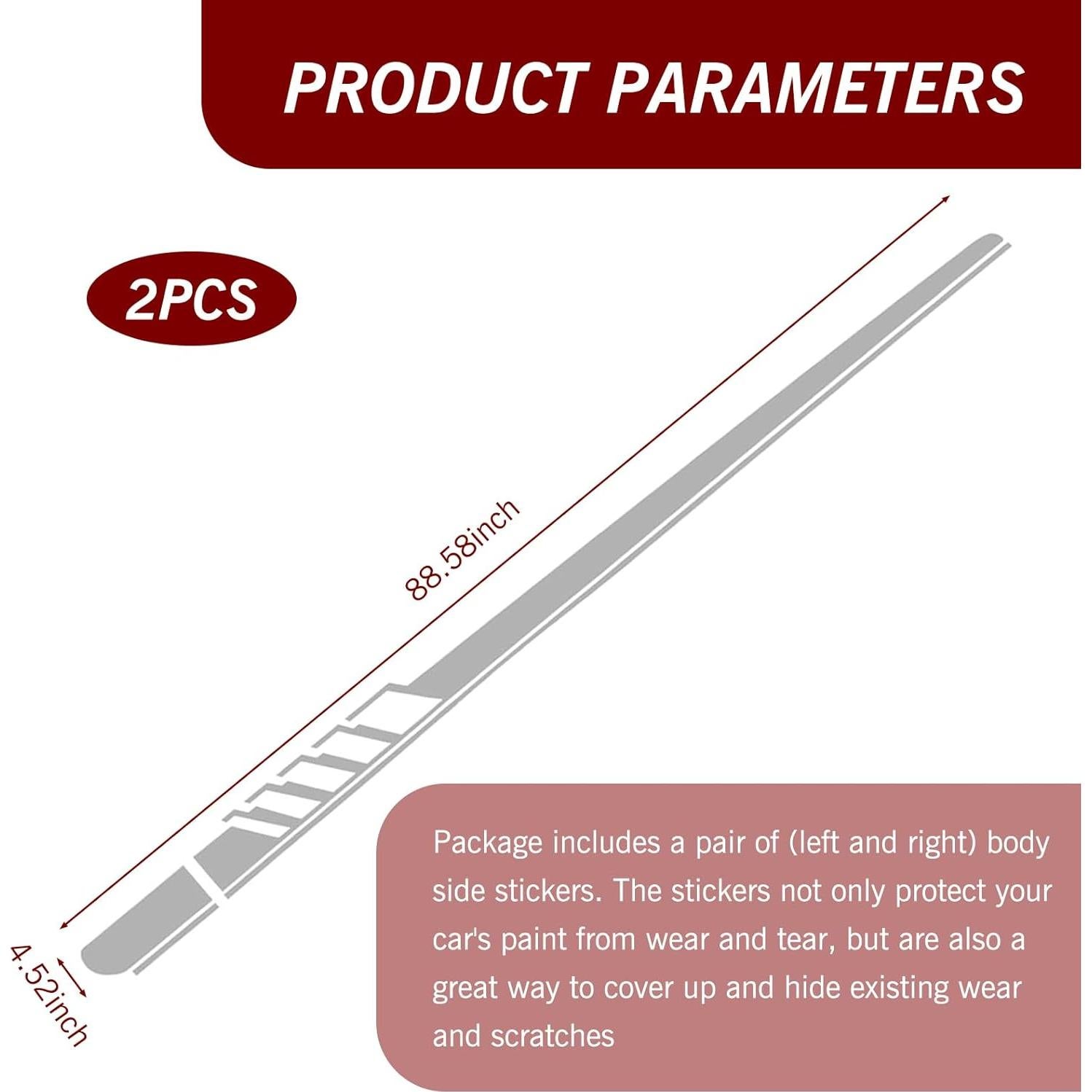 Calcomanías Largas para Auto Nowkont 2 PCS Blancas 11.48x225.12 cm