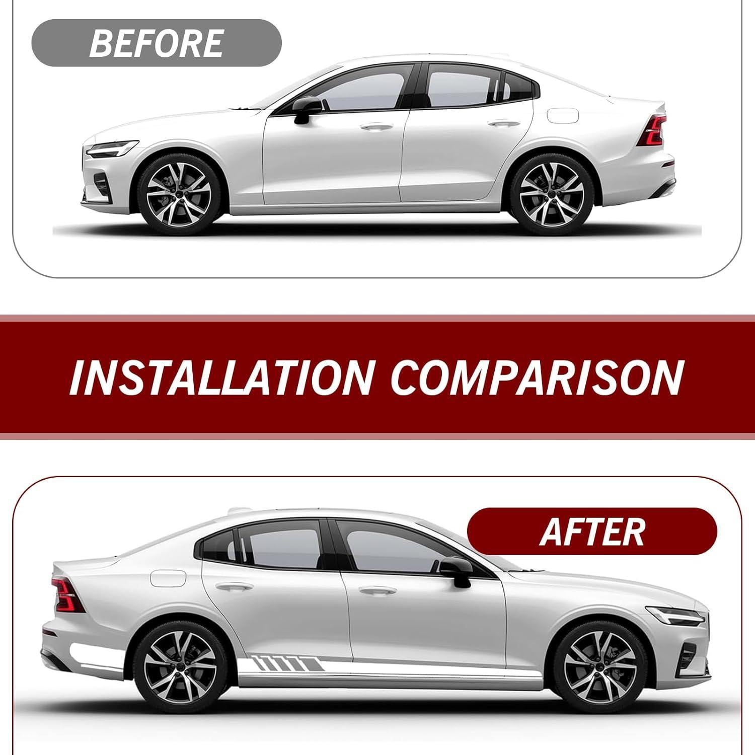 Calcomanías Largas para Auto Nowkont 2 PCS Blancas 11.48x225.12 cm