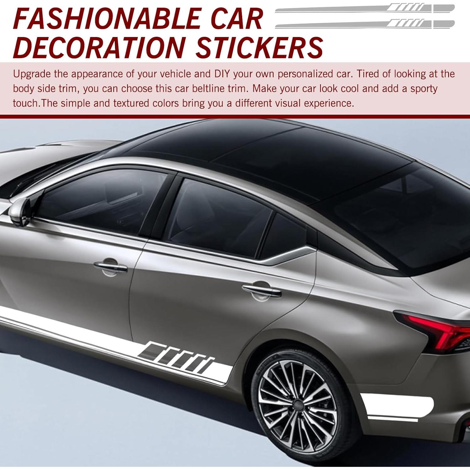 Calcomanías Largas para Auto Nowkont 2 PCS Blancas 11.48x225.12 cm