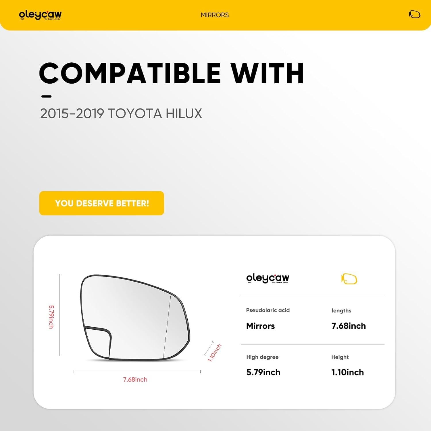Espejo Lateral Derecho Calefaccionado Oleycaw Toyota Tacoma 2015-2019
