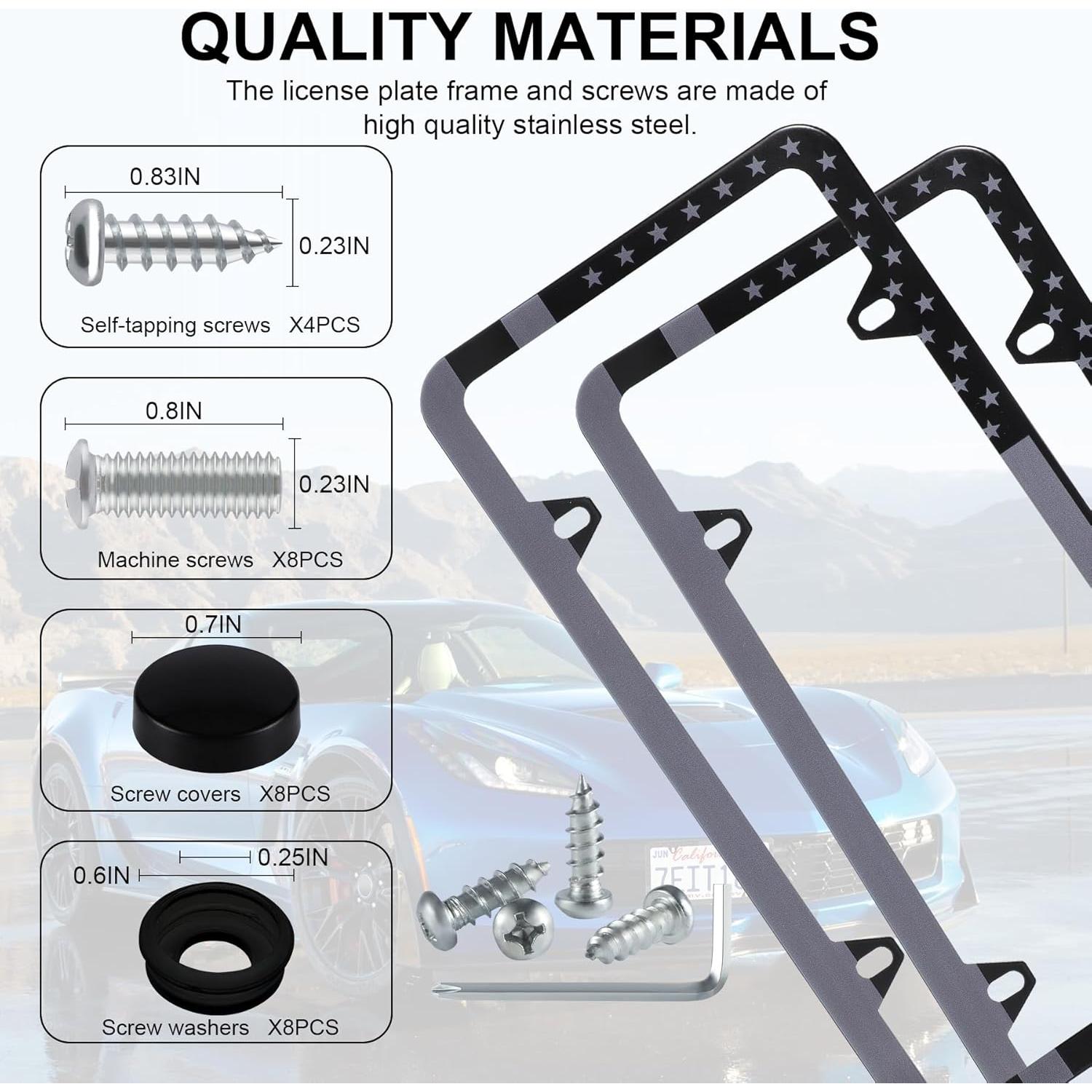 Marcos de Placas de Licencia LivTee Acero Inoxidable Negro