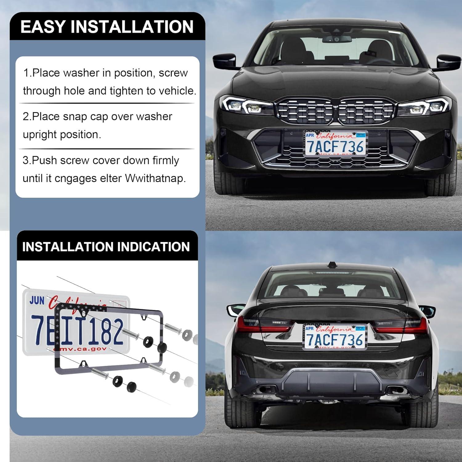 Marcos de Placas de Licencia LivTee Acero Inoxidable Negro