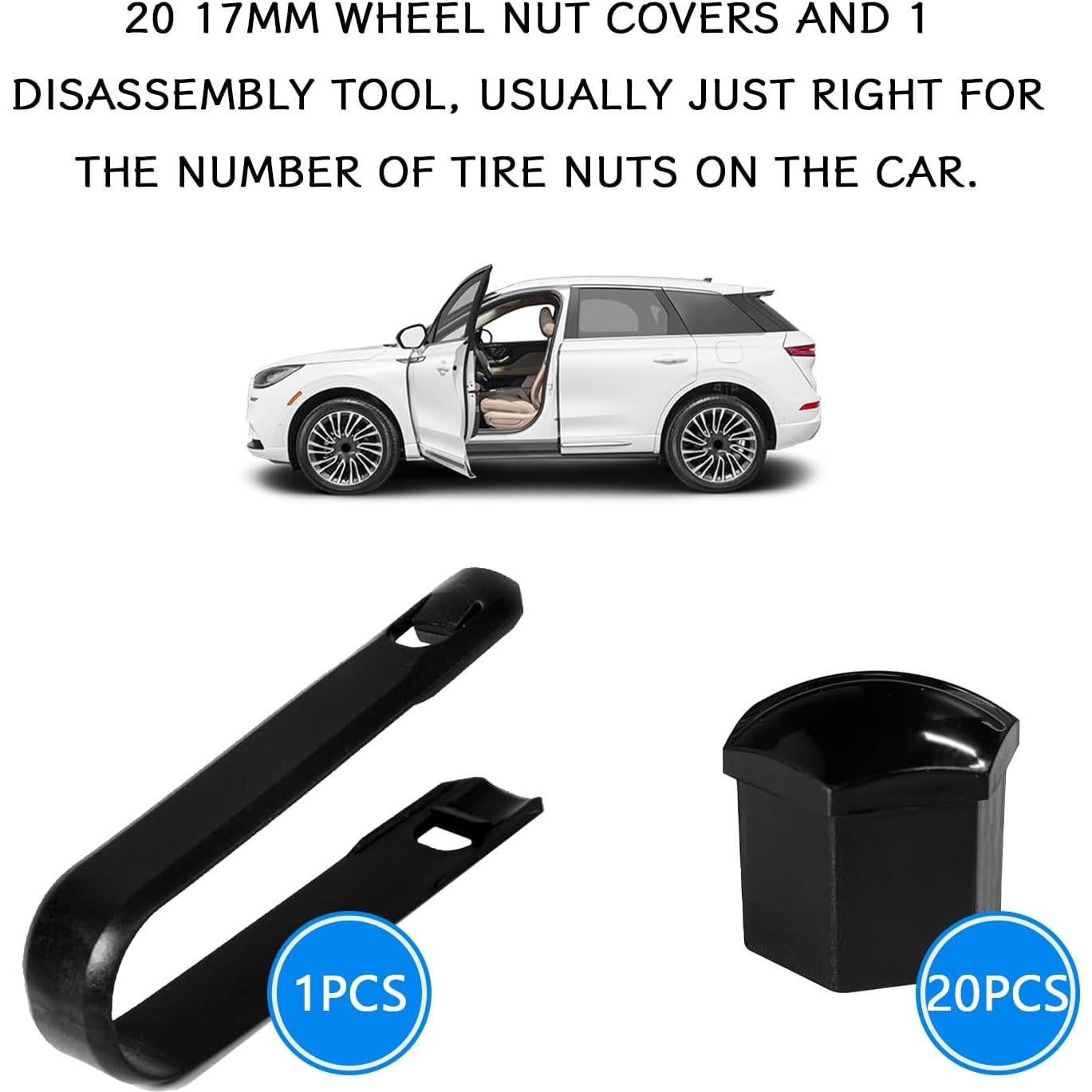 20 Cubiertas de Tuercas de Rueda QQWD 17mm Rojo