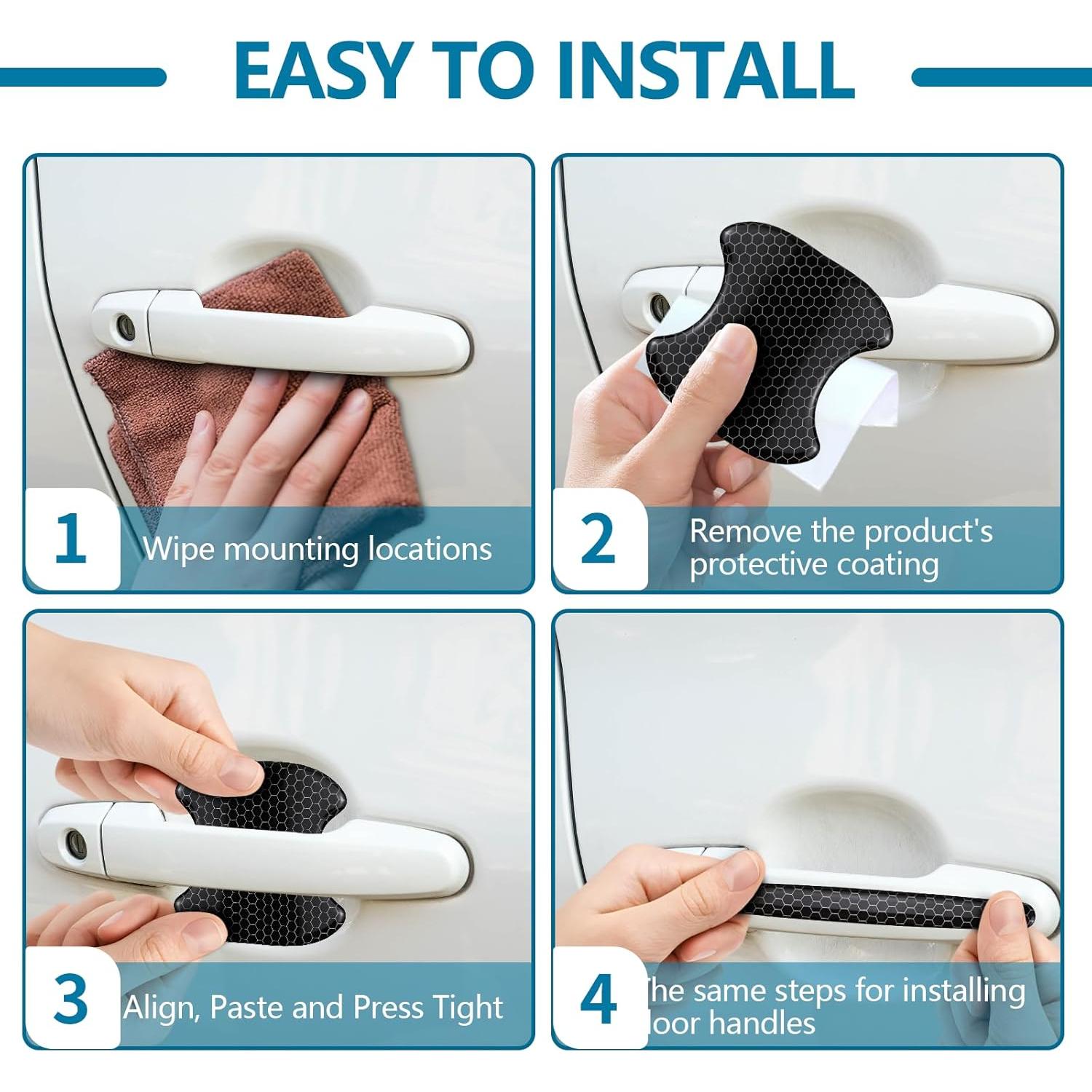 Protector de Manija de Puerta Wuyaoyao 8PCS Negro Reflectante