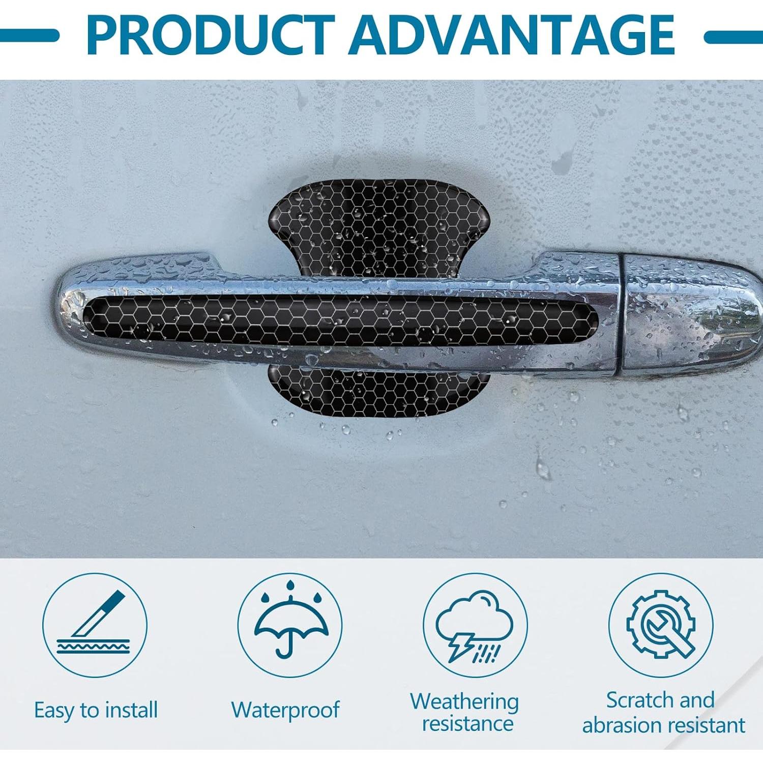 Protector de Manija de Puerta Wuyaoyao 8PCS Negro Reflectante