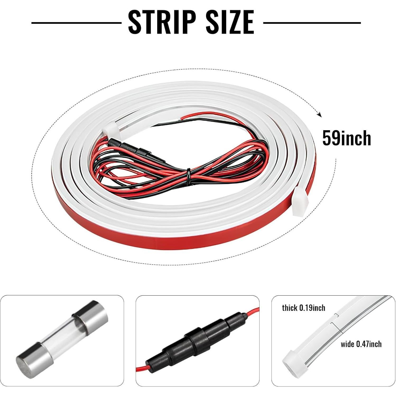 Tira de Luz LED para Coche Hbxdeco 150 cm Impermeable