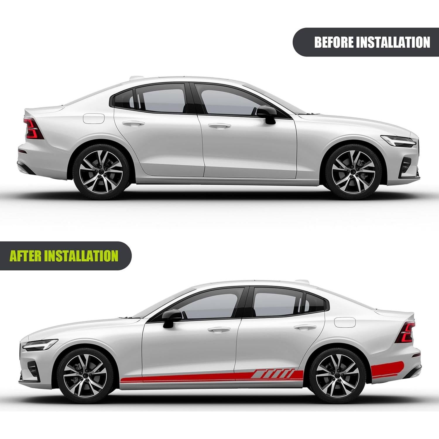 Calcomanías Lateral Coche 2 PCS awlbed Rojo 225x11.5 cm