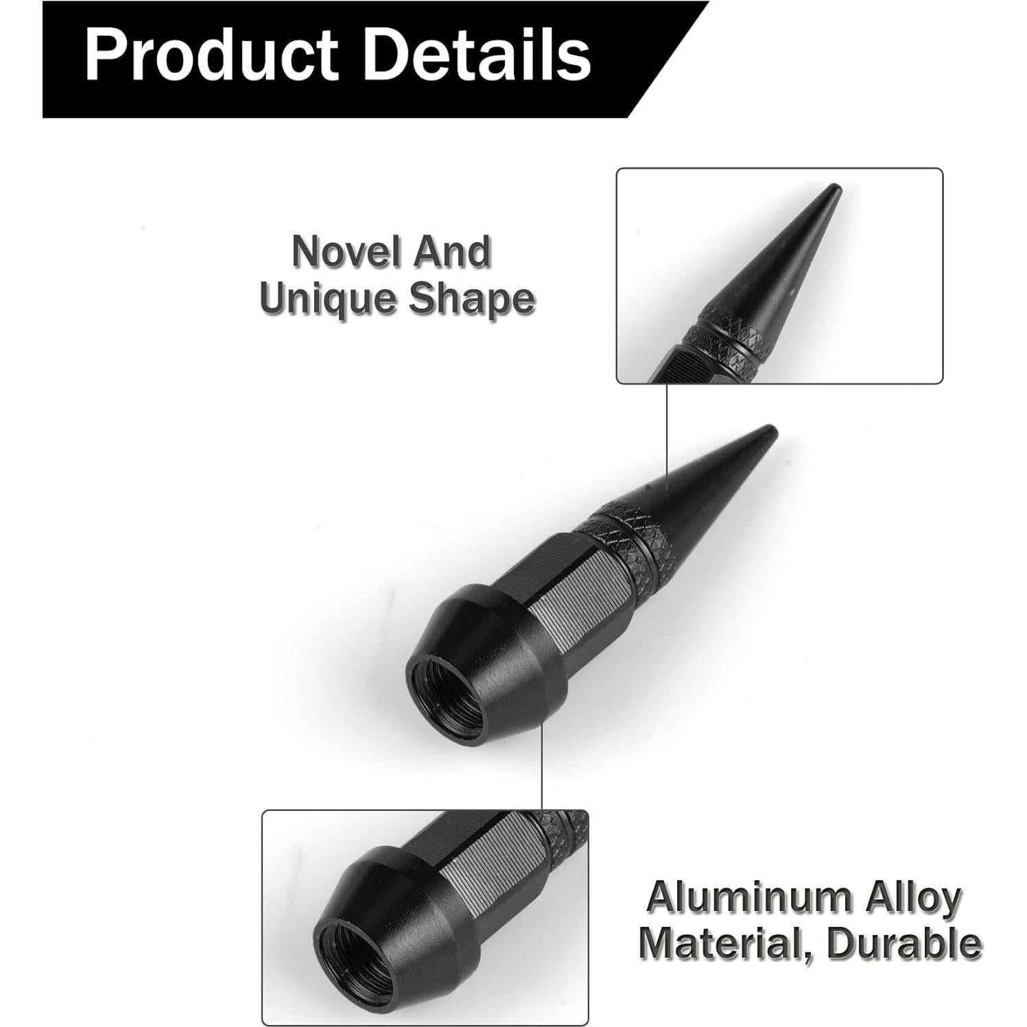 Tapas de Válvula de Aluminio SINGARO 4PCS 45mm Negro