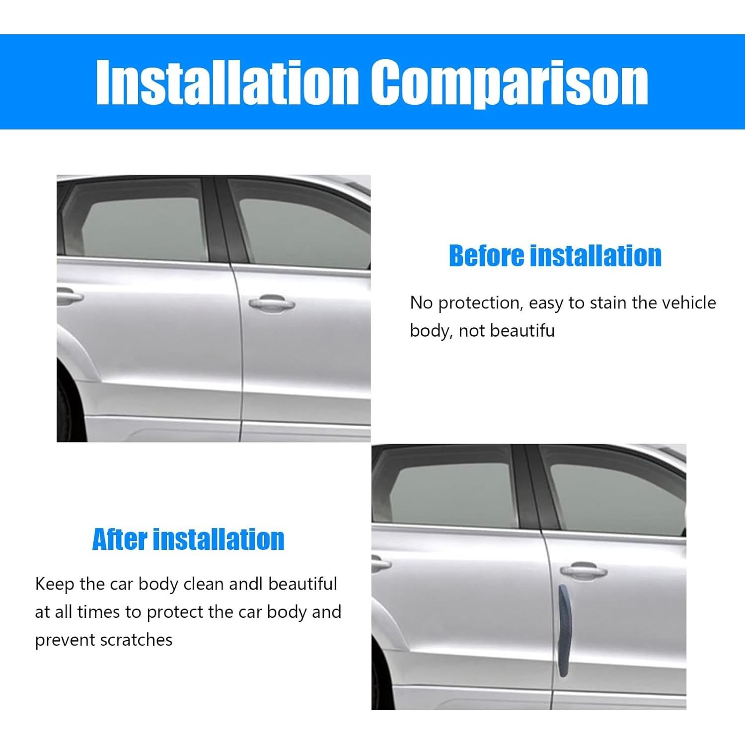 Tira Anticolisión UGSHY 4 PCS PVC Fibra Carbono 14 cm Negro