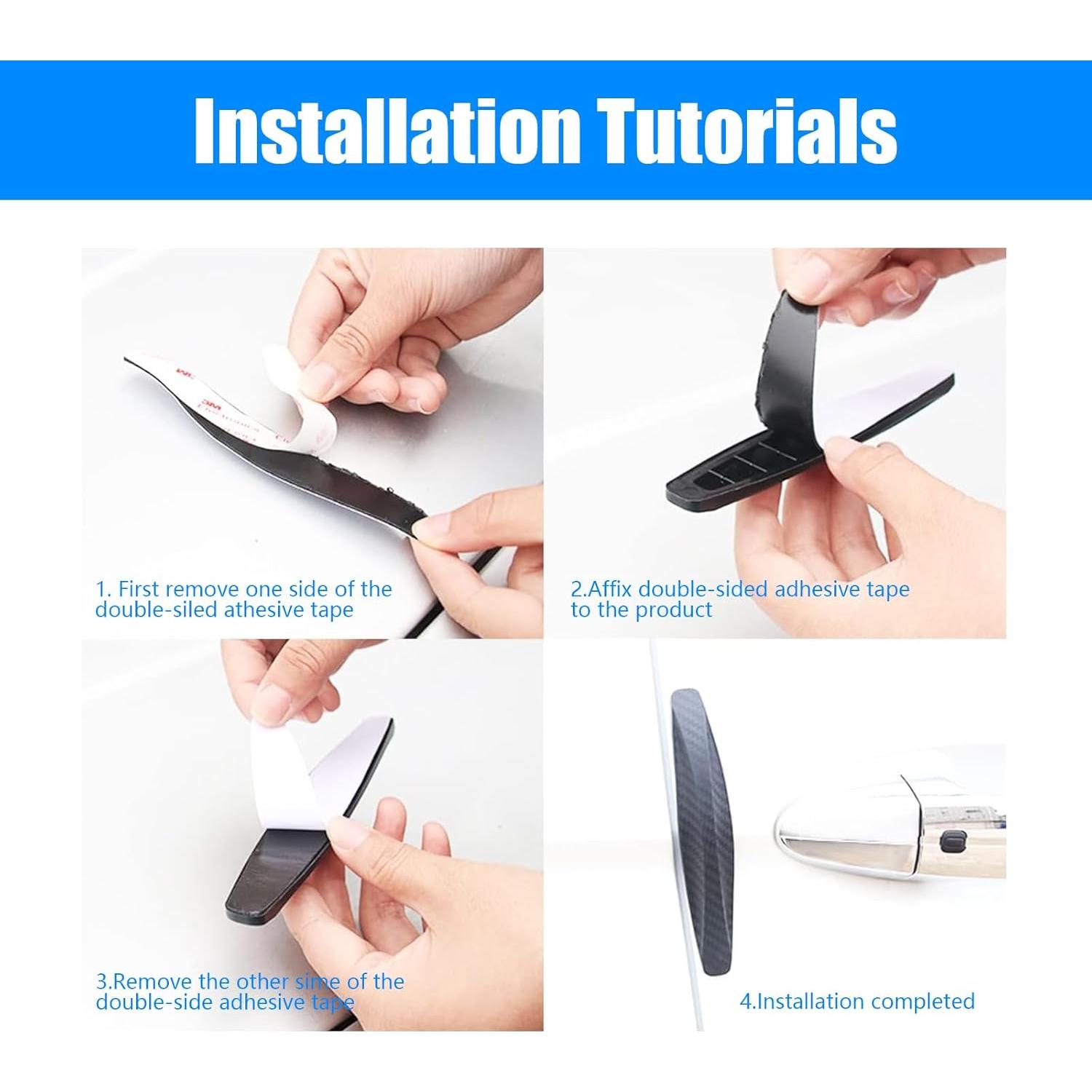 Tira Anticolisión UGSHY 4 PCS PVC Fibra Carbono 14 cm Negro