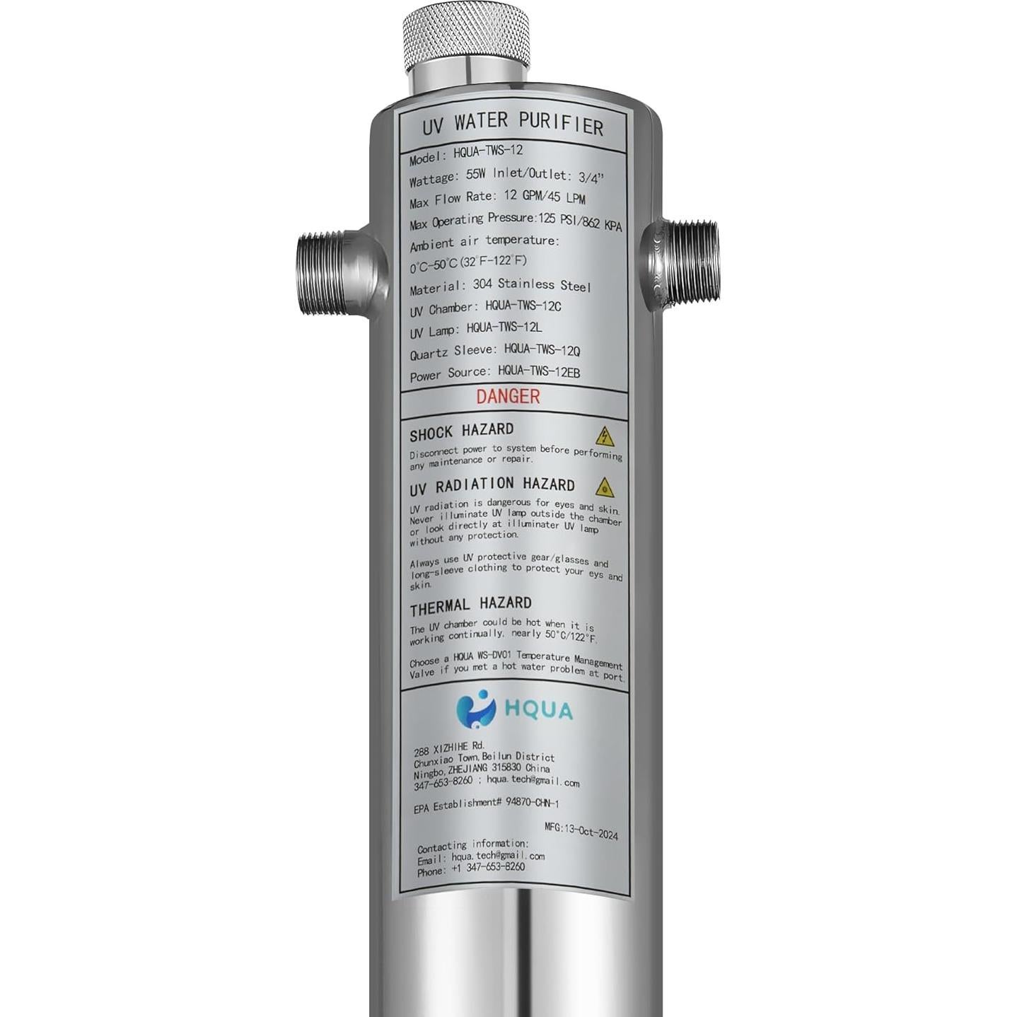 Filtro Purificador de Agua UV HQUA-TWS-12 12GPM 120V Extra