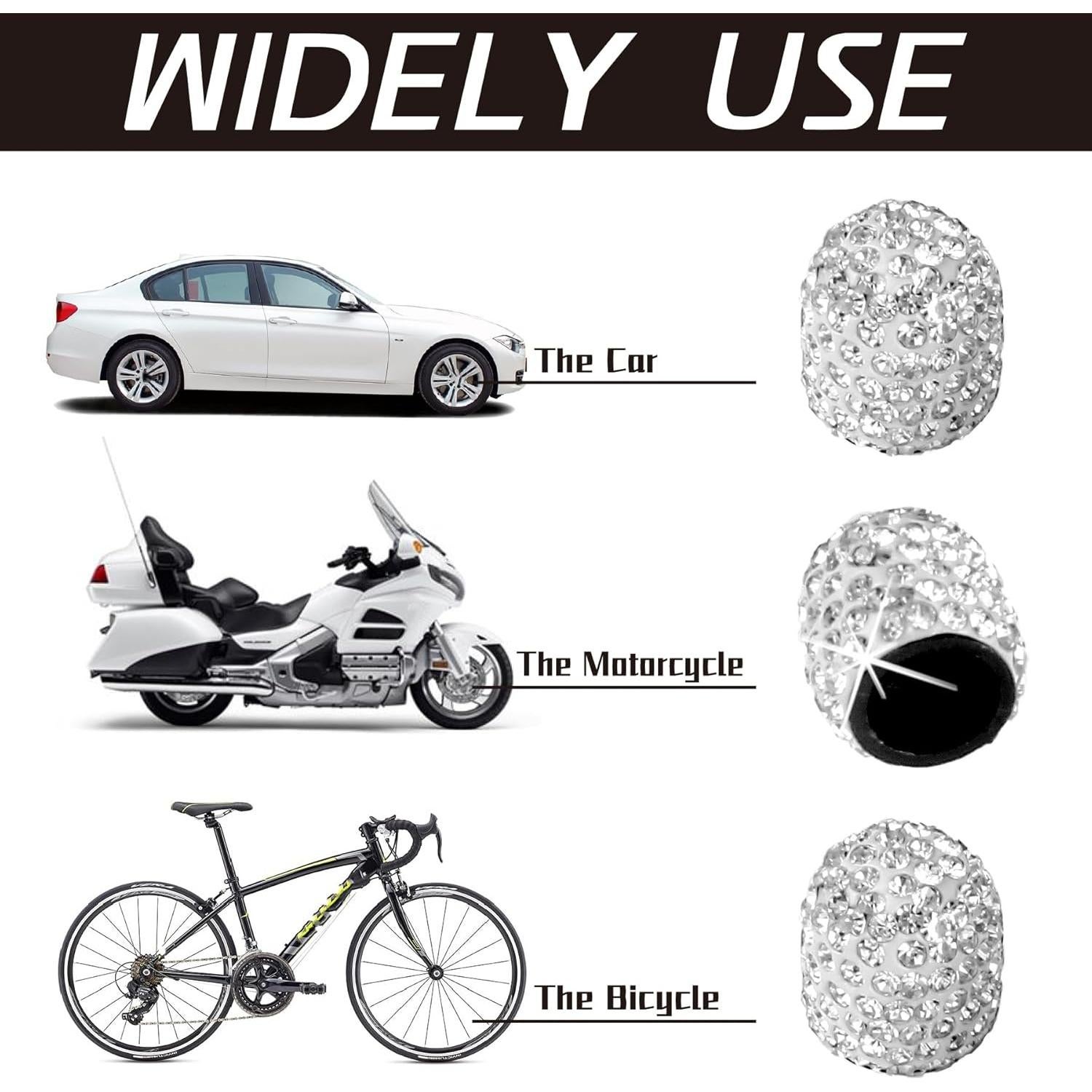 JUSTTOP 4 Tapas de Válvula de Neumático Brillantes ABS Blanco