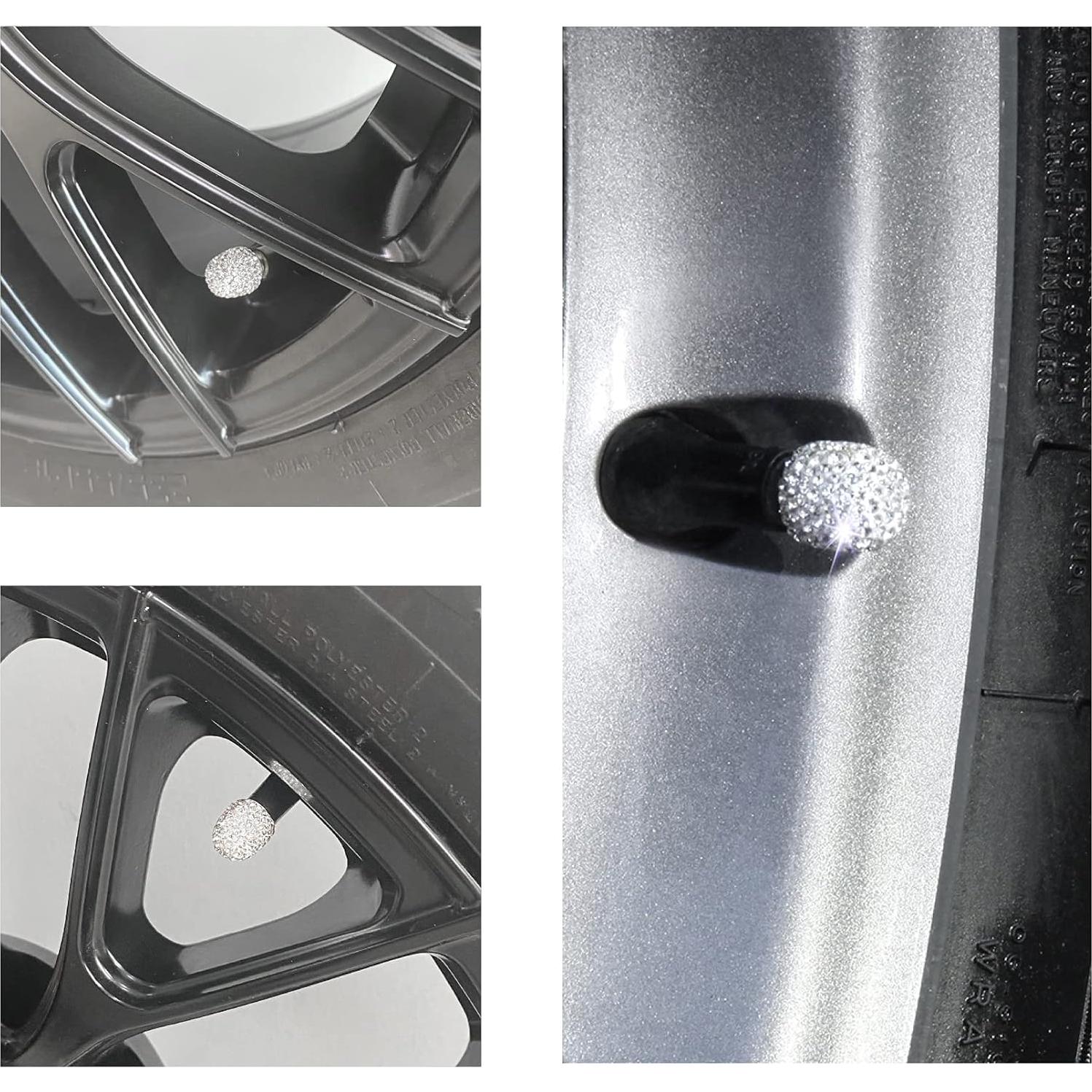 JUSTTOP 4 Tapas de Válvula de Neumático Brillantes ABS Blanco