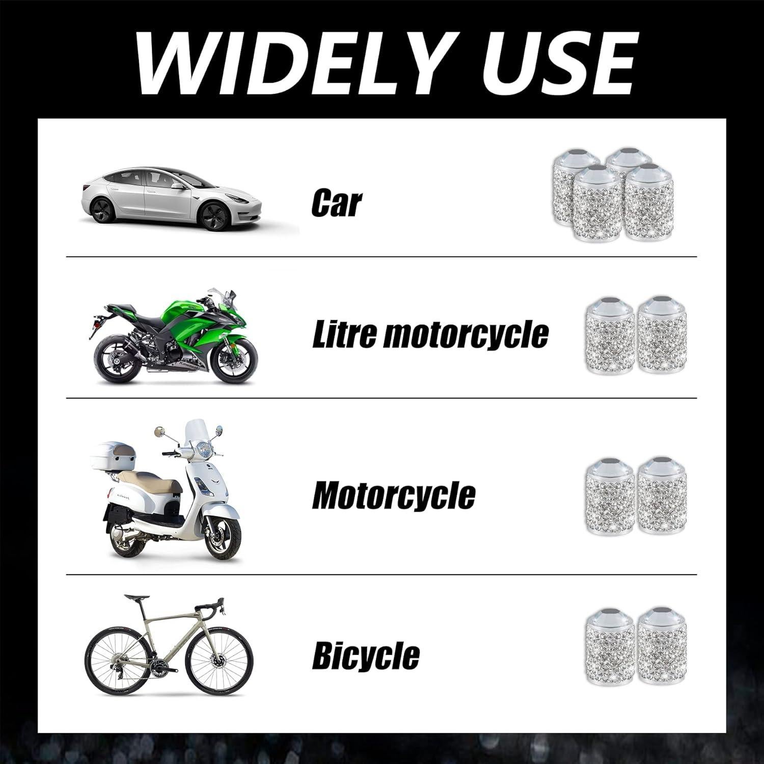 Tapas de Válvula de Neumático Alpmosn 4 Pcs Brillantes