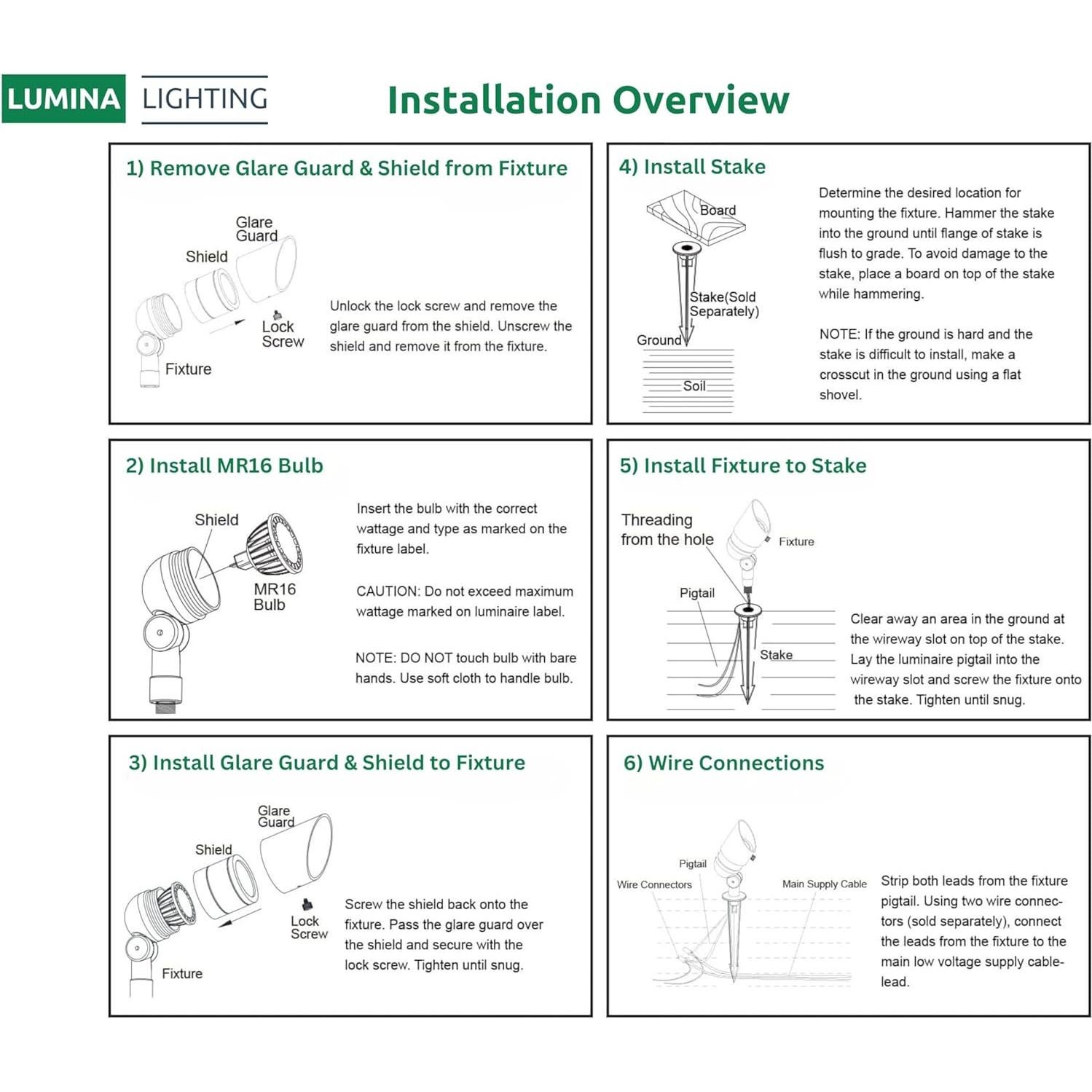 Focos LED Lumina 4W Bronce 12V a Prueba de Agua Paquete 6