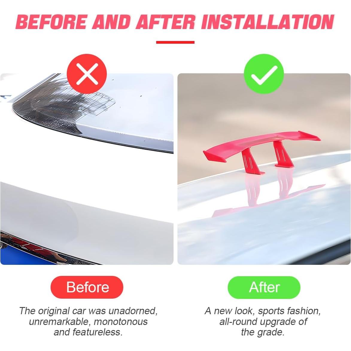 Alerón Mini para Coche BLAU GRUN 17x3.6 cm Rojo 3 Piezas