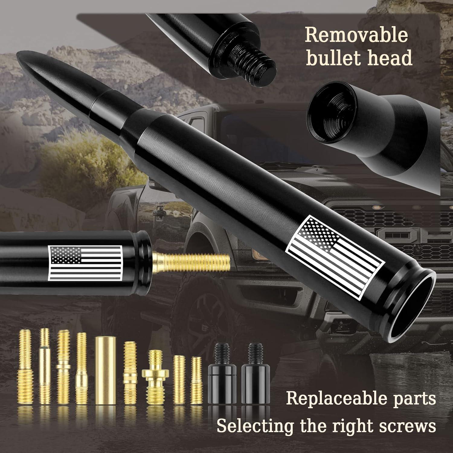 Antena de Bala Turcee para Camión Negra con Bandera EE.UU.