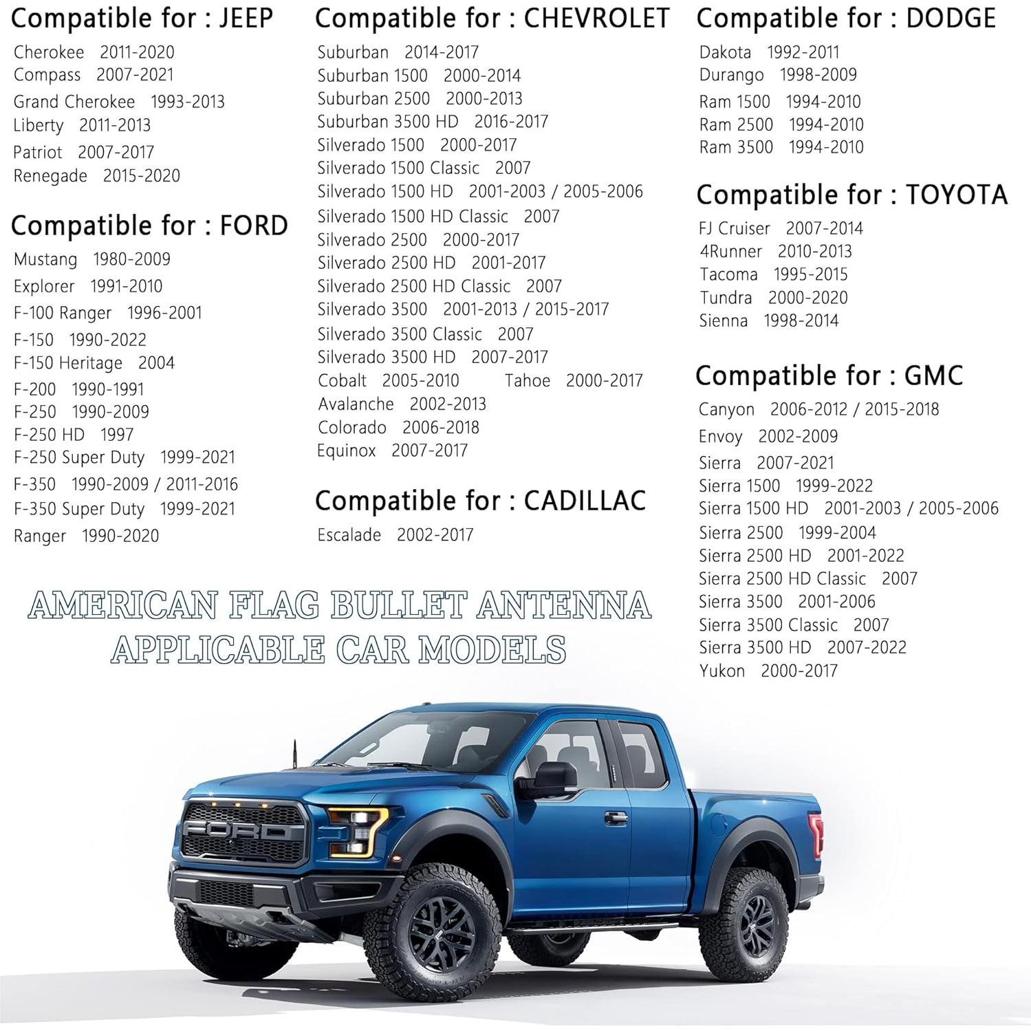 Antena de Bala Turcee para Camión Negra con Bandera EE.UU.